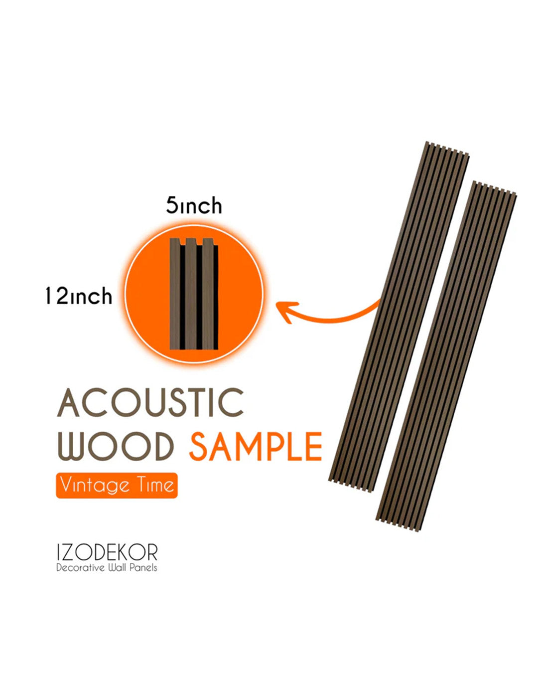 Vintage Time Harmony Wood-T46 | Product Sample 5"x12" Acoustic Wood Wall Panels