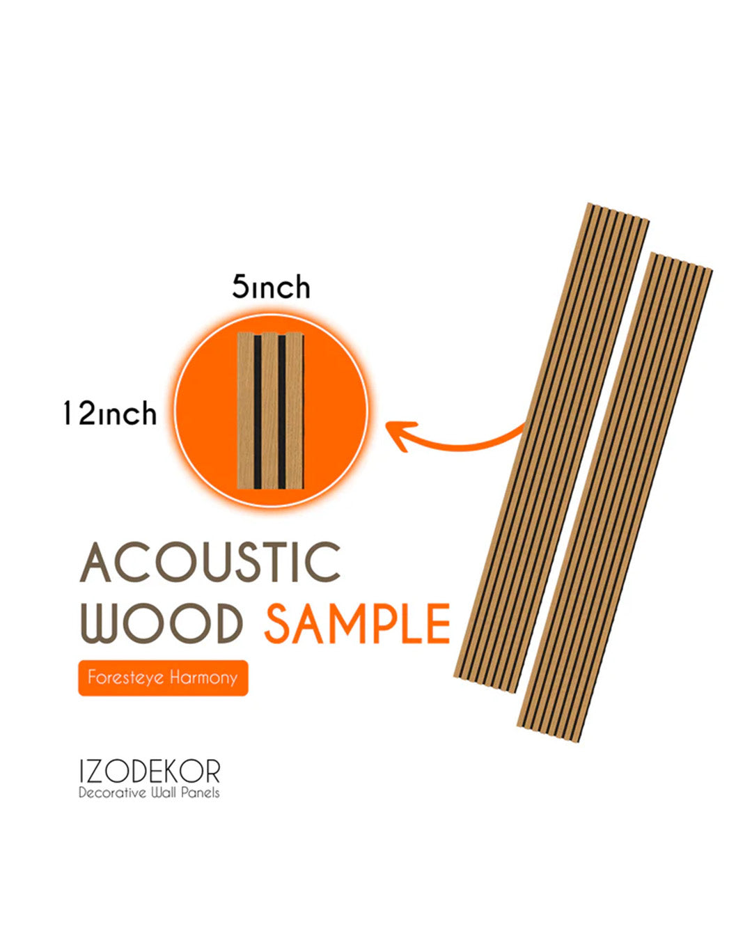 Forest Eye Harmony Wood-T44 | Product Sample 5"x12" Acoustic Wood Wall Panels