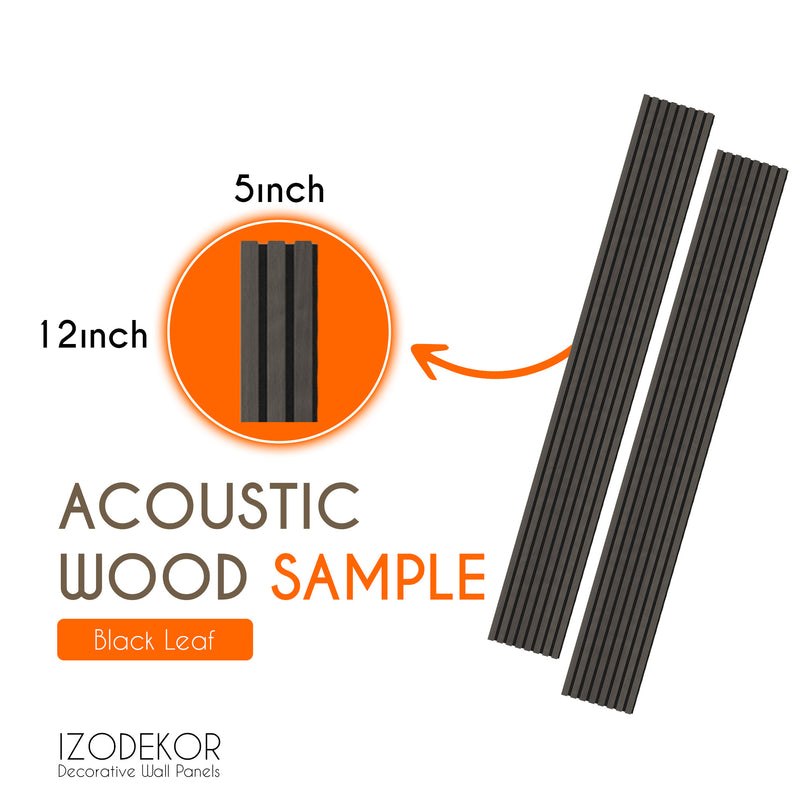 Product Sample 5"x12" Black Leaf Harmony Wood-T74 Acoustic Wood Wall Panels