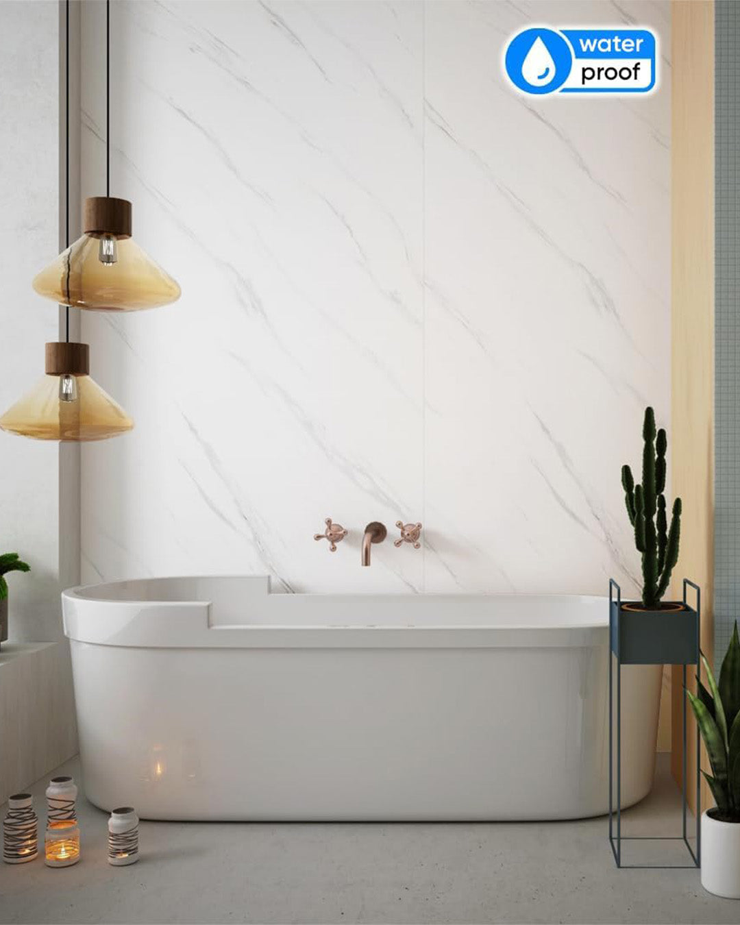 Ice Berg Grey Marble Look Wallpanels (24in x 48in)