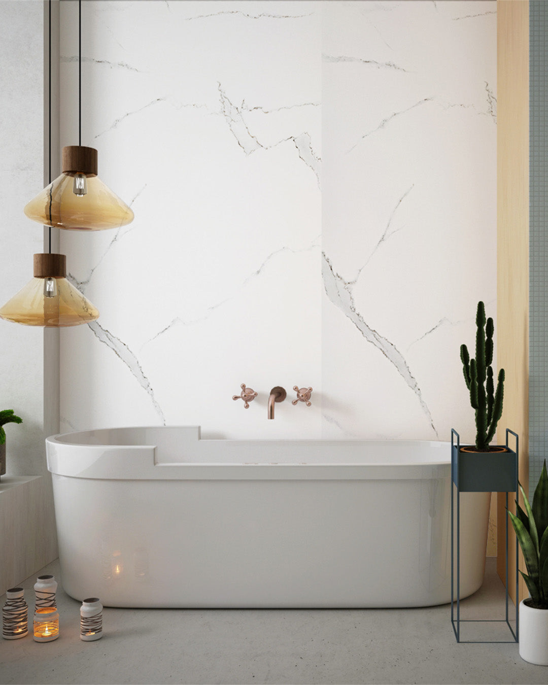 Ivory Cloud Marble Look Wallpanels (24in x 48in)