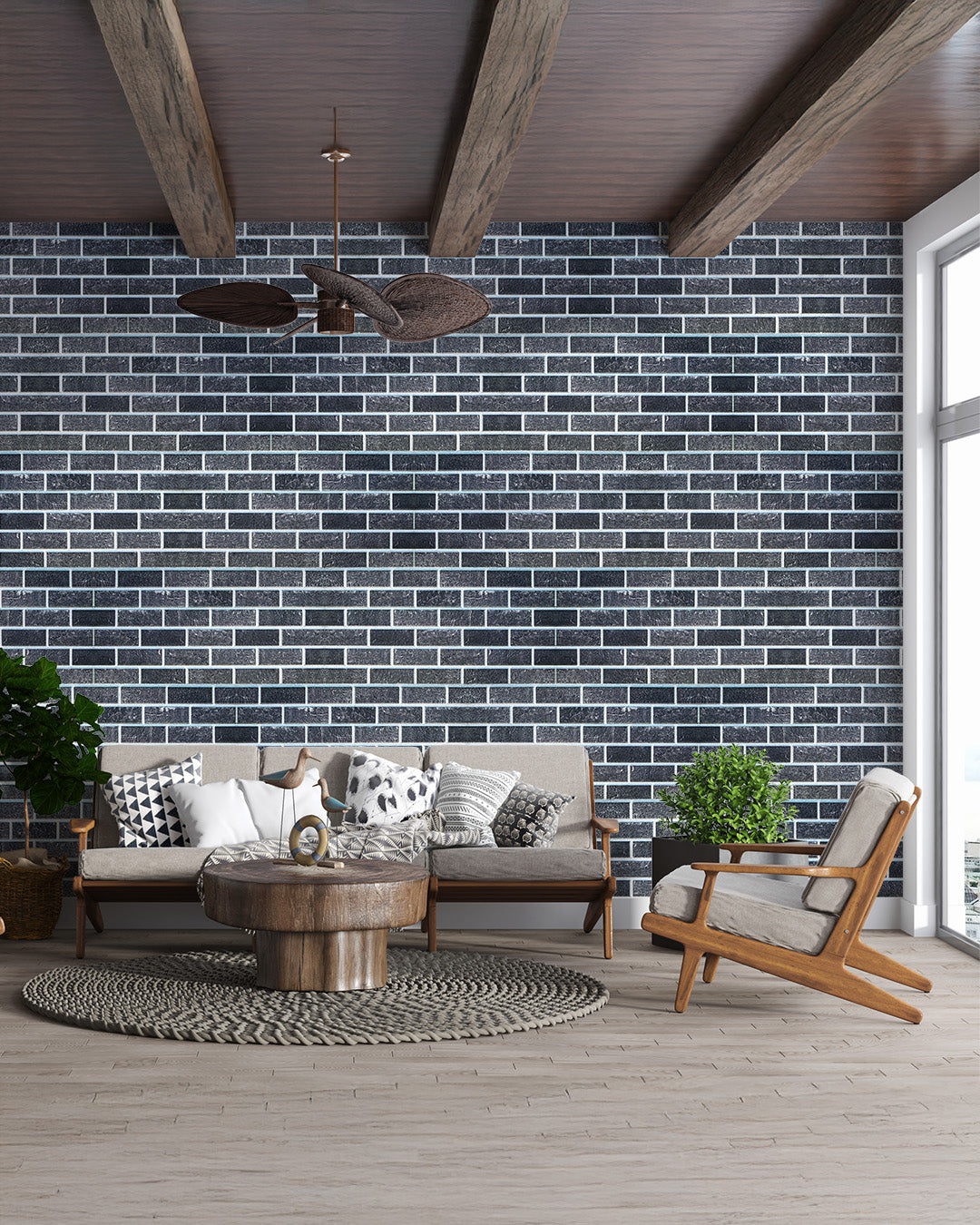 Ash Smoke T-1905 3D Decorative Wall Panels, Brick Effect