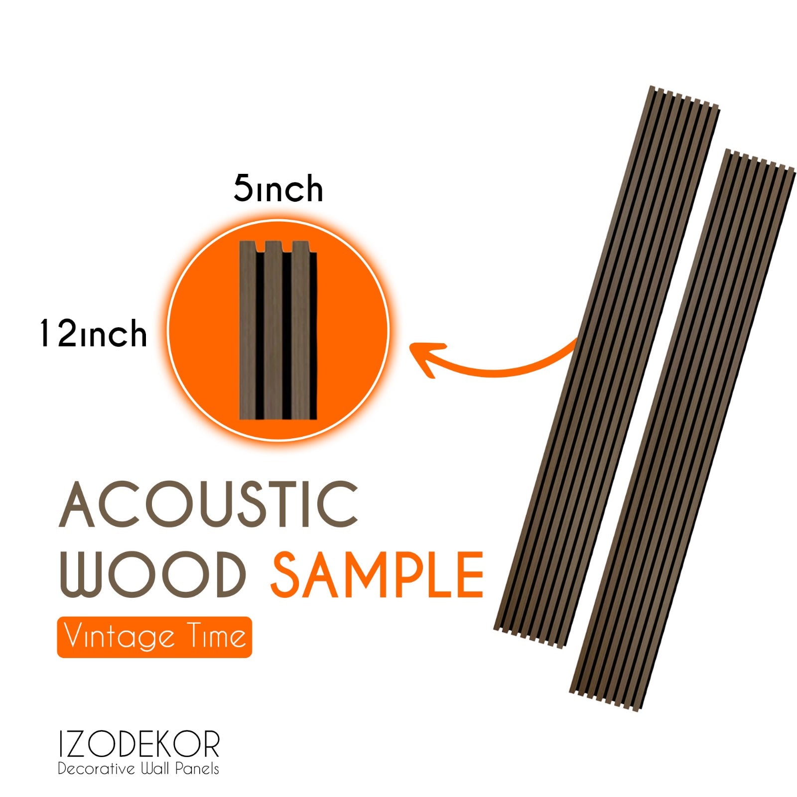 Product Sample 5"x12" Vintage Time Harmony Wood-T46 Acoustic Wood Wall Panels