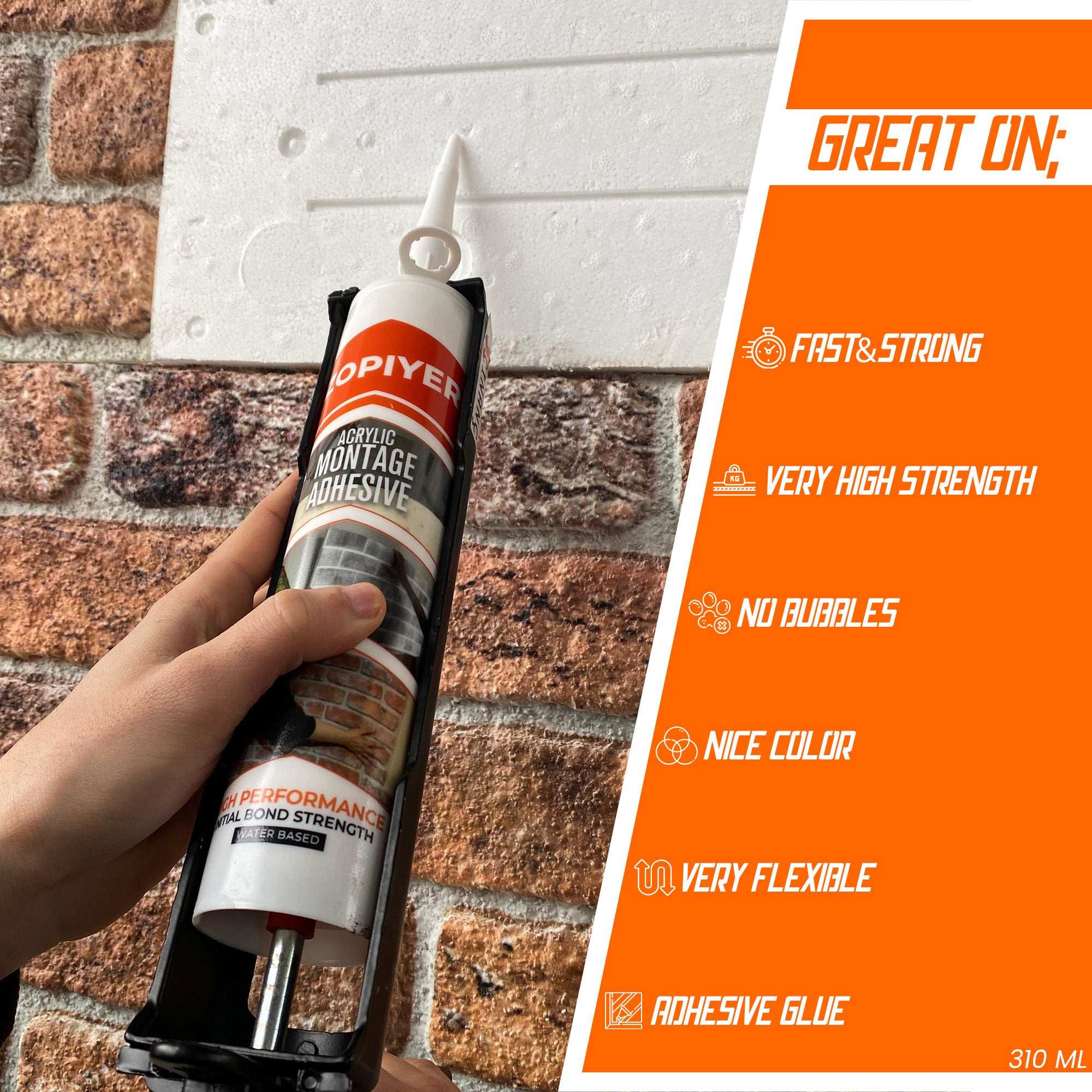 IZODEKOR Construction Adhesive - High-Strength Acrylic Adhesive Sealant for Wall Panels, Wood, Tile, Glass, and More | Instant Grab Formula for DIY & Construction Projects
