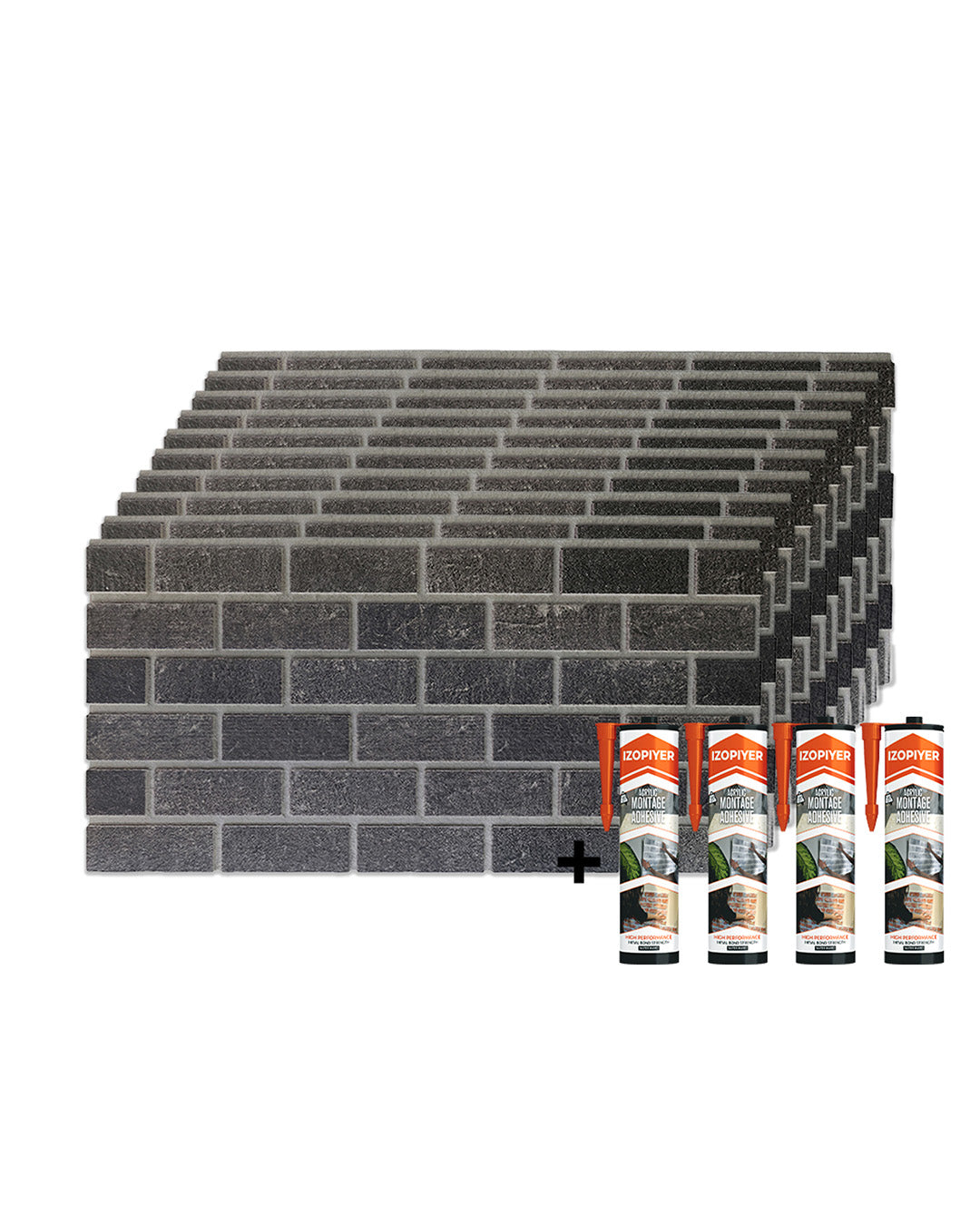 Ash Smoke T-1905 | 3D Brick Effect Decorative Wall Panels, 20x40in | 3/10/20 Panel Options