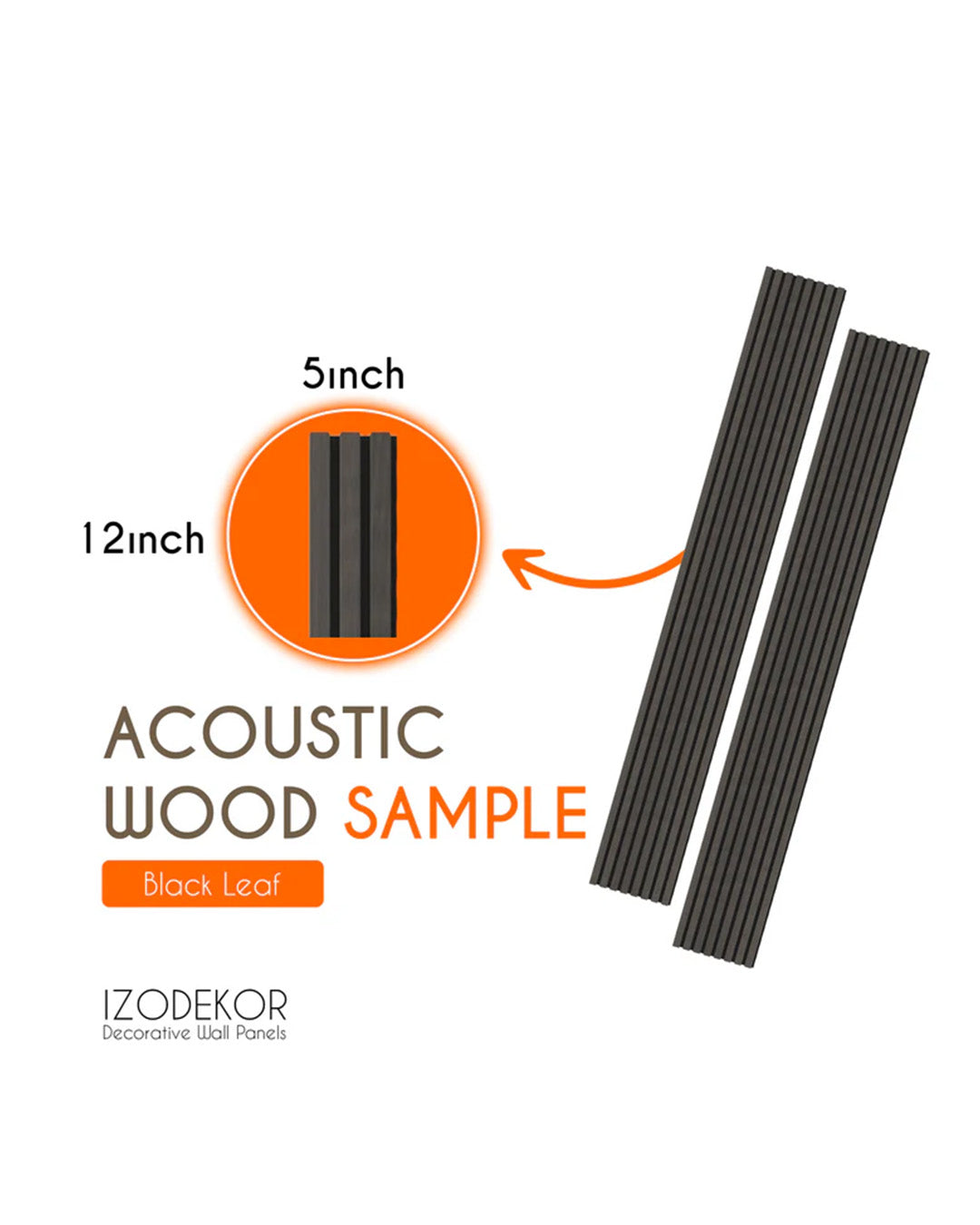 Black Leaf Harmony Wood-T74 | Product Sample 5"x12" Acoustic Wood Wall Panels