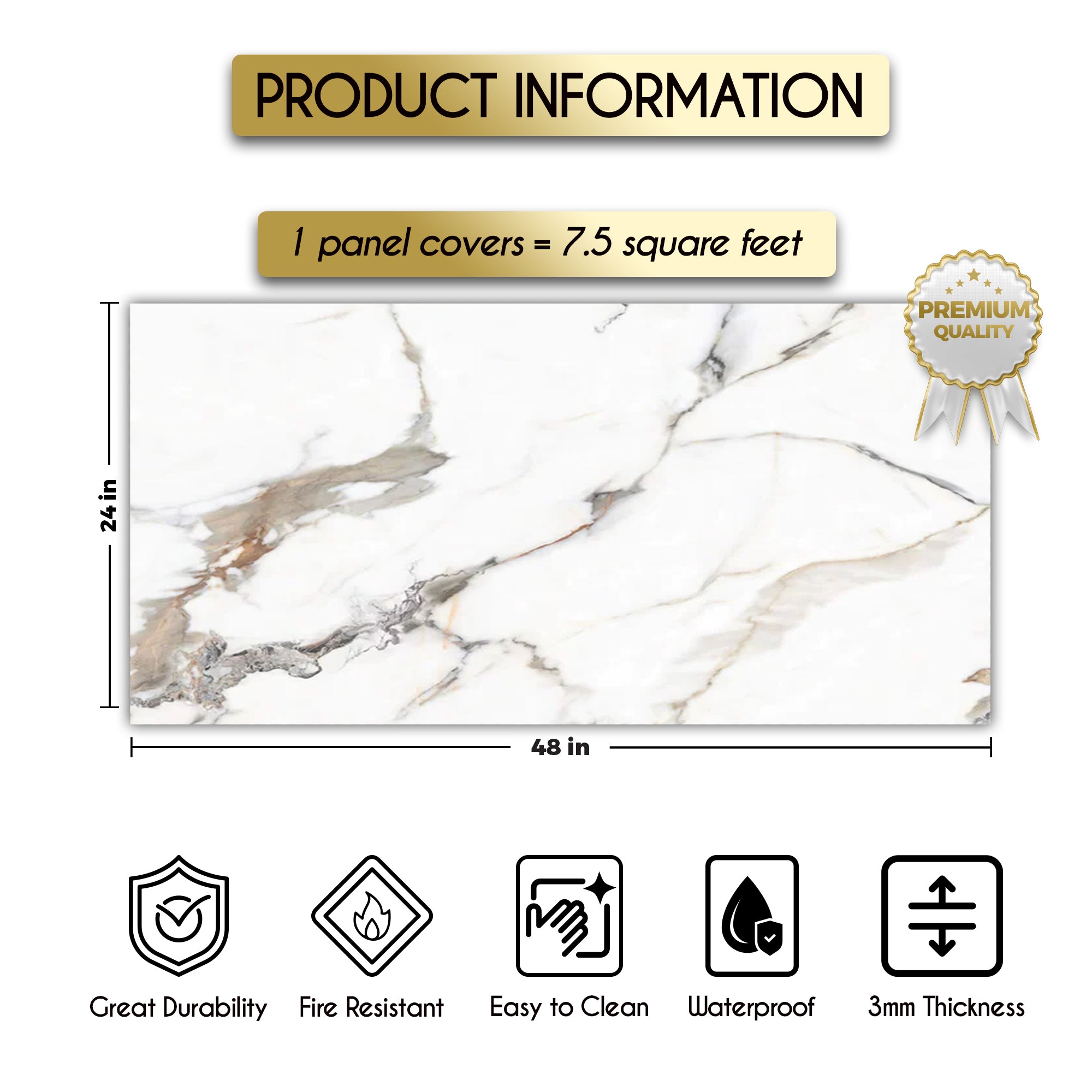 Garden of Eden Marble Look Wallpanels (24in x 48in)