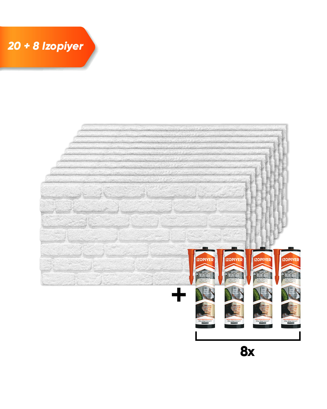 White Snow SL-1900 | 3D Brick Effect Decorative Wall Panels, 20x40in | 3/10/20 Panel Options