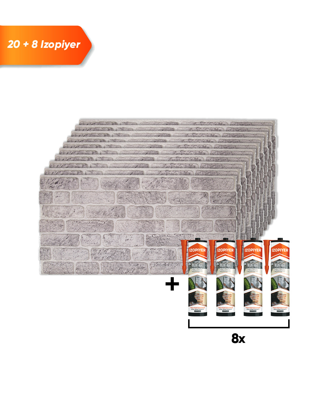 White Grey SL-1702 | 3D Brick Effect Decorative Wall Panels, 20x40in | 3/10/20 Panel Options
