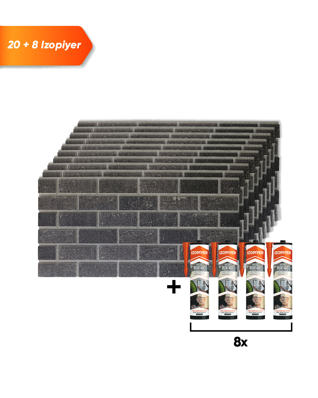 Ash Smoke T-1905 | 3D Brick Effect Decorative Wall Panels, 20x40in | 3/10/20 Panel Options