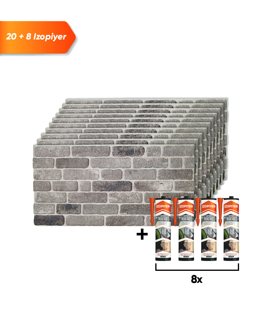 Path Of Gray SL-1926 | 3D Brick Effect Decorative Wall Panels, 20x40in | 3/10/20 Panel Options