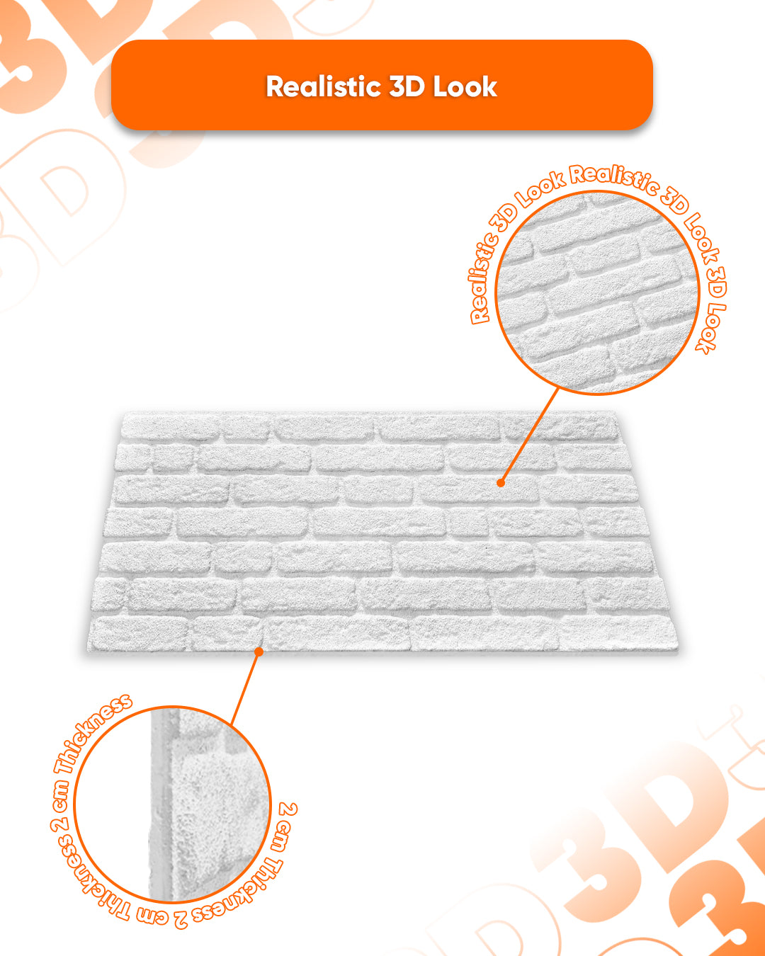 White Snow SL-1900 | 3D Brick Effect Decorative Wall Panels, 20x40in | 3/10/20 Panel Options