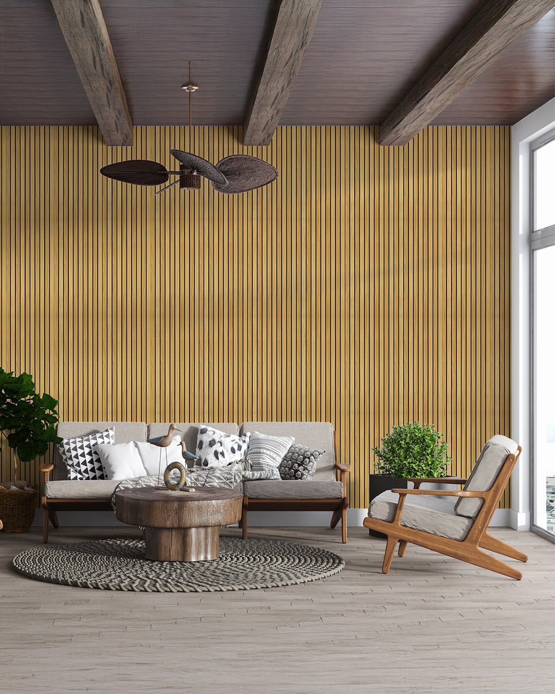 Light Wood AP-01 3D Wood Effect Wall Panels 5Pieces