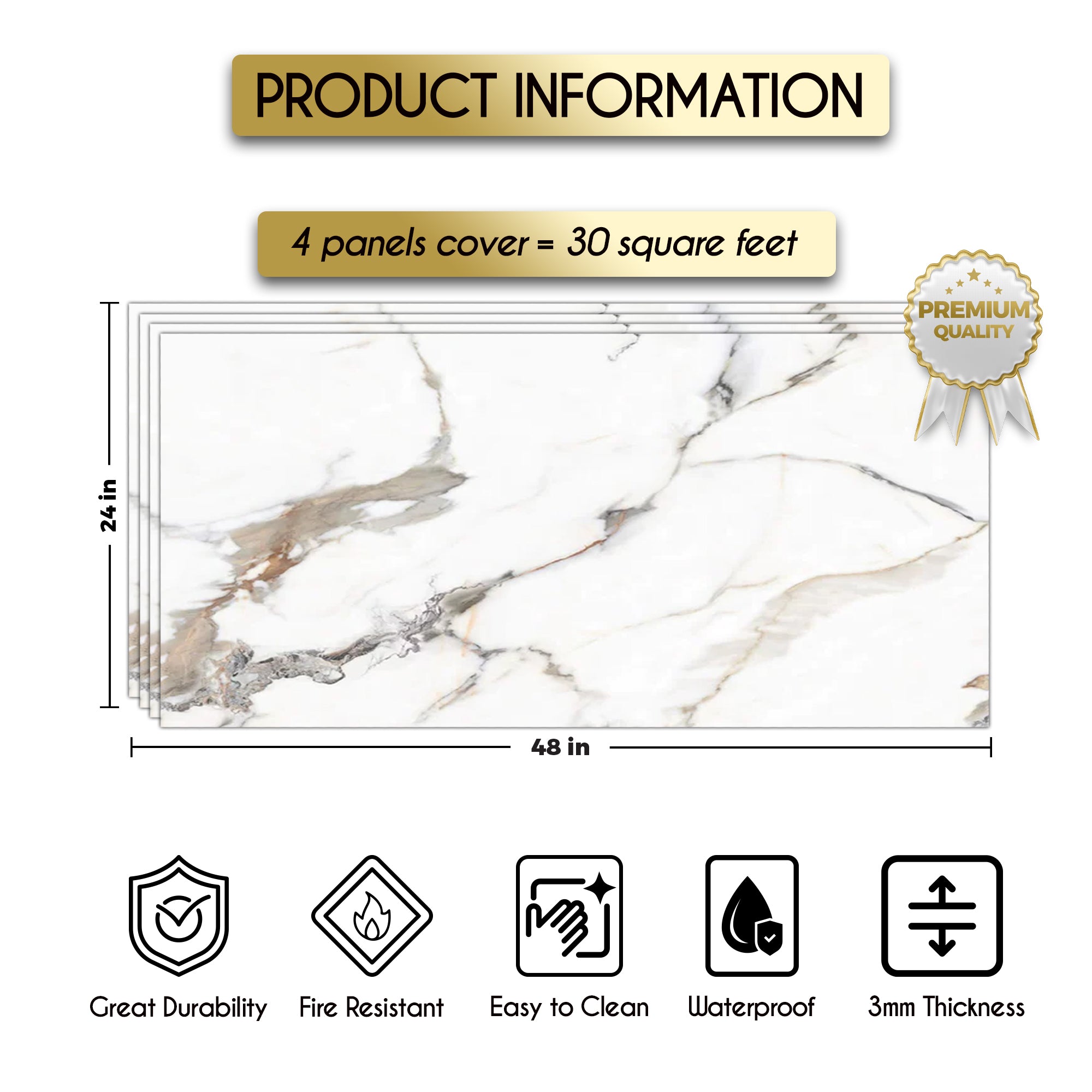 Garden of Eden Marble Look Wallpanels (24in x 48in)