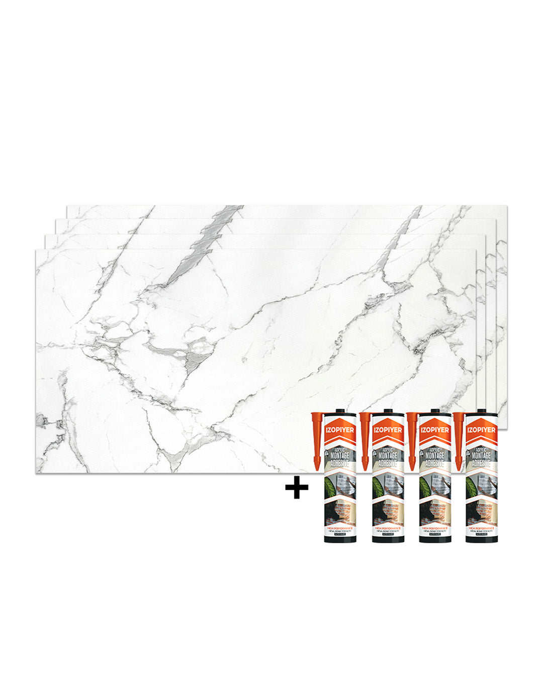 Carrara | Marble Look Decorative Wall Panels (24"x45") | 4 Pieces | Alternative to Bathroom & Kitchen Tiles, Shower Wall Panels, Kitchen Backsplash