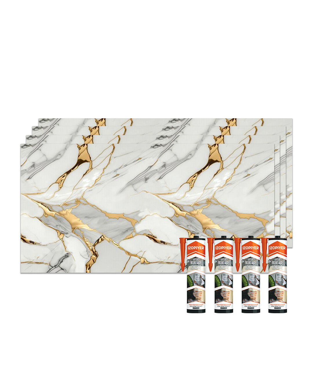 Golden Veil | Marble Look Decorative Wall Panels (24"x45") | 4 Pieces | Alternative to Bathroom & Kitchen Tiles, Shower Wall Panels, Kitchen Backsplash
