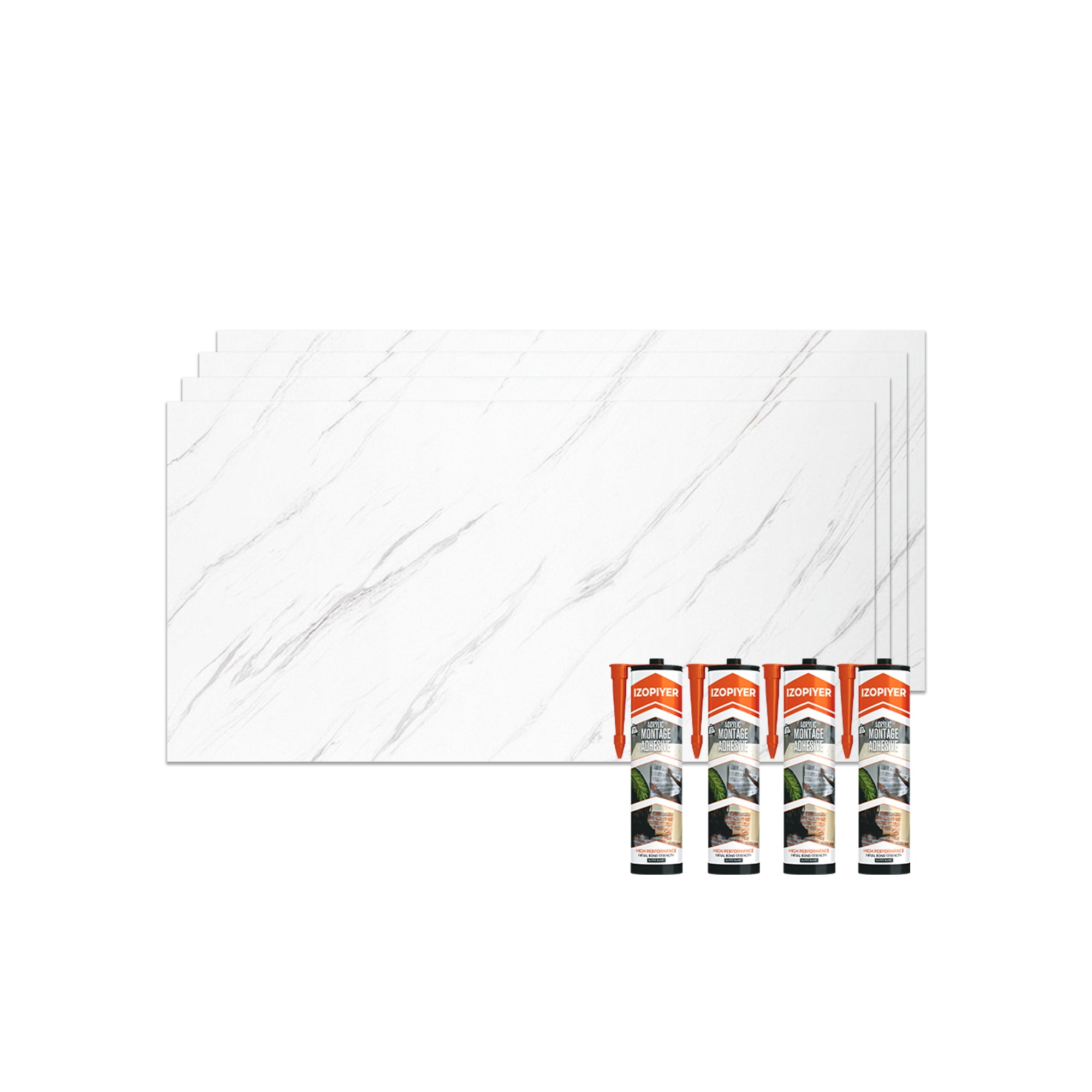 Ice Berg Grey | Marble Look Decorative Wall Panels (24"x48") | 4 Pieces  | Alternative to Bathroom & Kitchen Tiles, Shower Wall Panels, Kitchen Backsplash