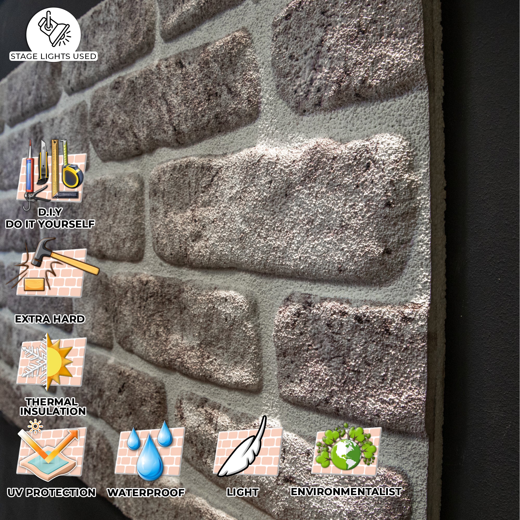 White Grey Slim L-1702 3D Decorative Wall Panels