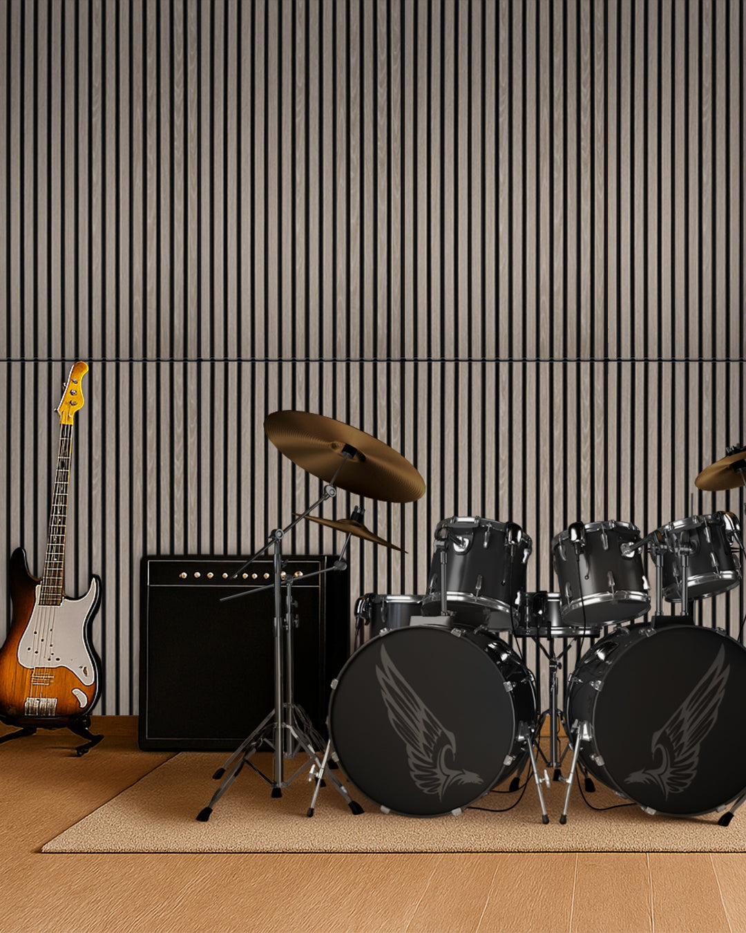 Acoustic Wood Wall Panel, Peel and Stick, 24inx48in – Light