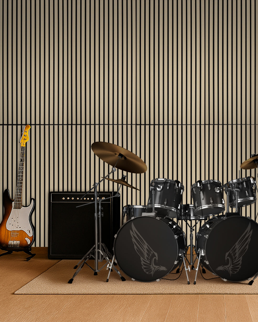 Acoustic Wood Wall Panel, Peel and Stick, 24inx48in – White