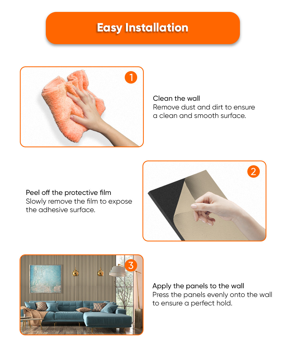 Acoustic Wood Wall Panel, Peel and Stick, 24inx48in – Dark