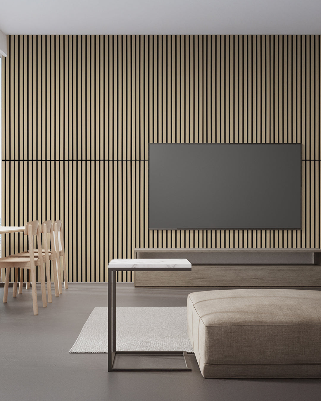 Acoustic Wood Wall Panel, Peel and Stick, 24inx48in – White