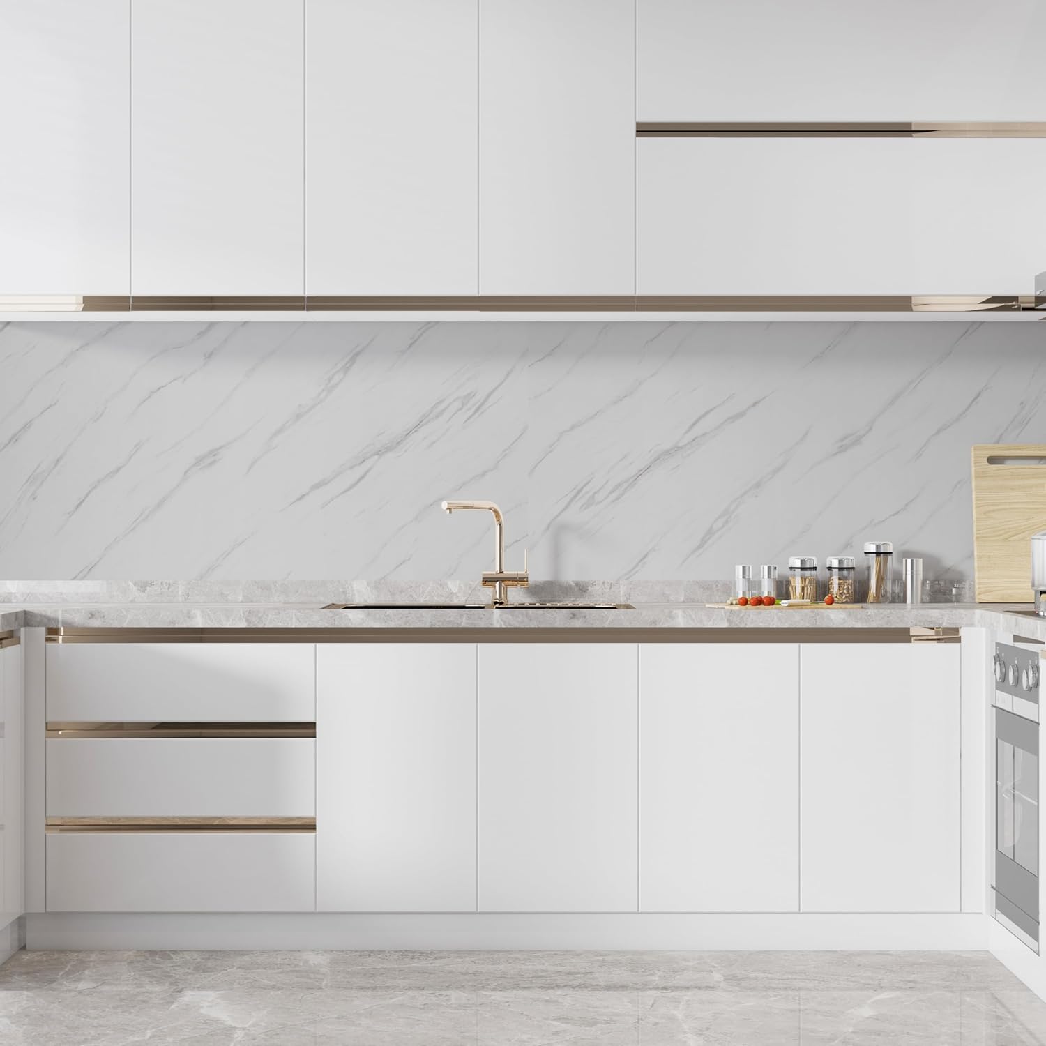 Ice Berg Grey Marble Look Wallpanels (24in x 48in)