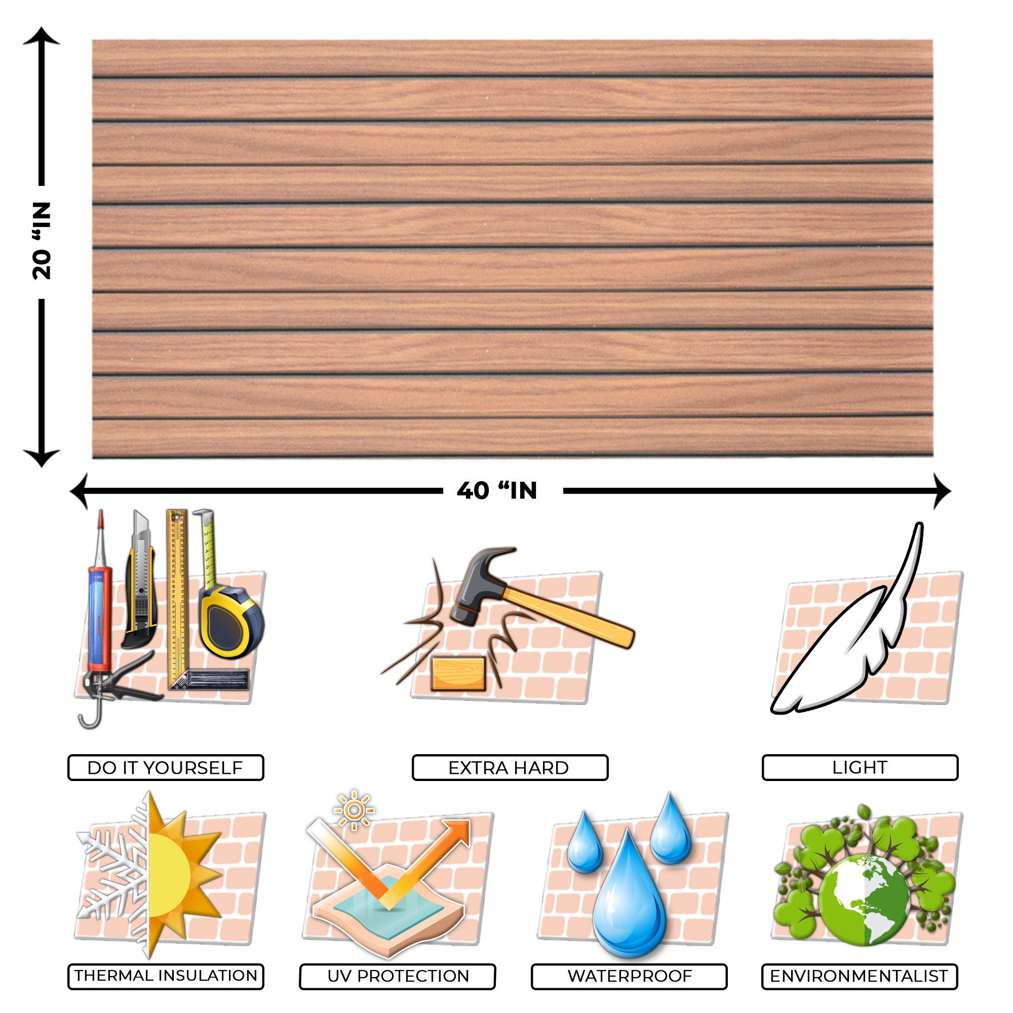 Land Of Journey Wood AP-08 3D Wood Effect Wall Panels 5Pieces