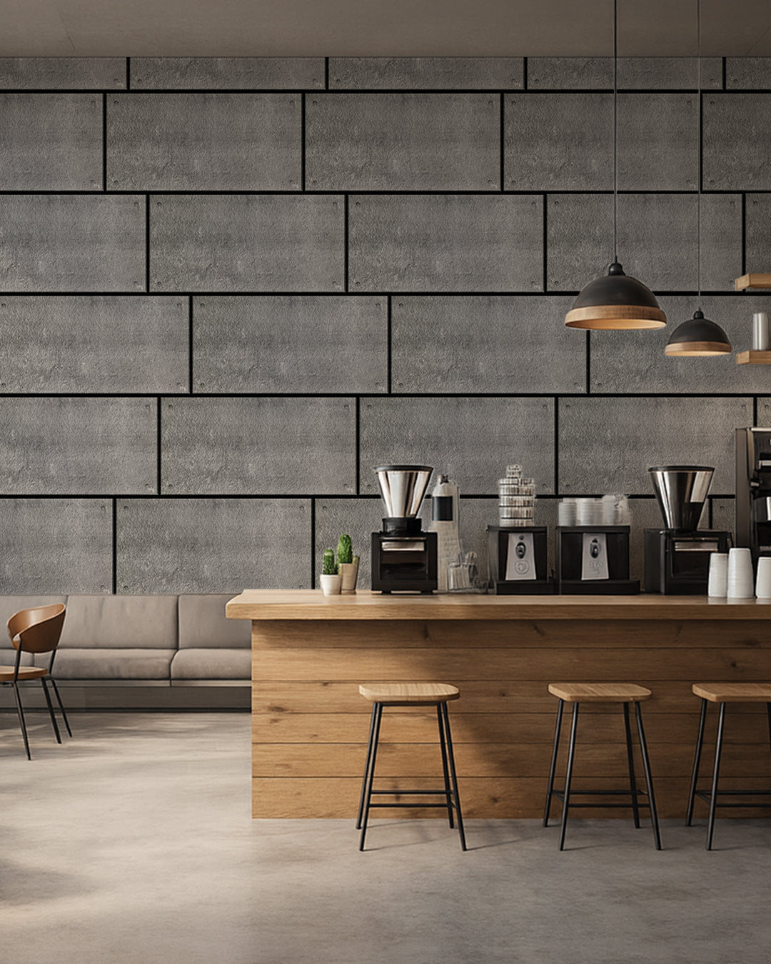 Dark Concrete AT-17 | 3D Concrete Effect Decorative Wall Panels, 20x40in | 3/10/20 Panel Options