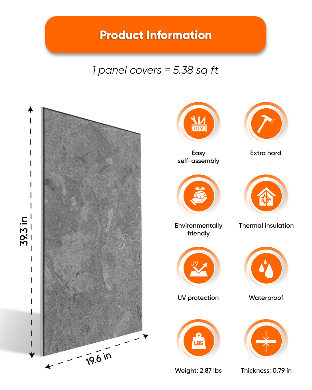 Concrete Aura AT-20 | 3D Concrete Effect Decorative Wall Panels, 20x40in | 3/10/20 Panel Options