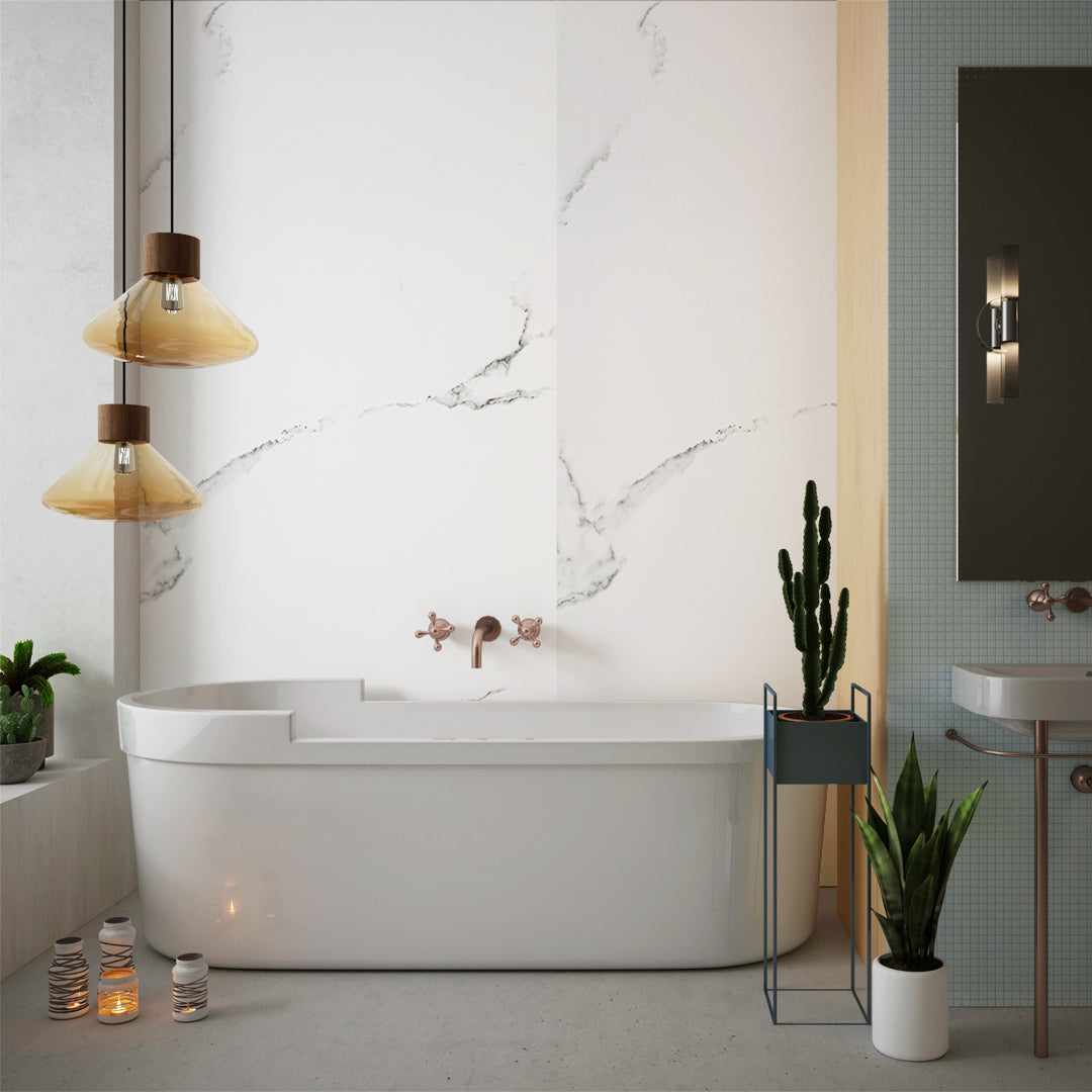 White Serenity Big Marble Look Wallpanels (96in x48in)