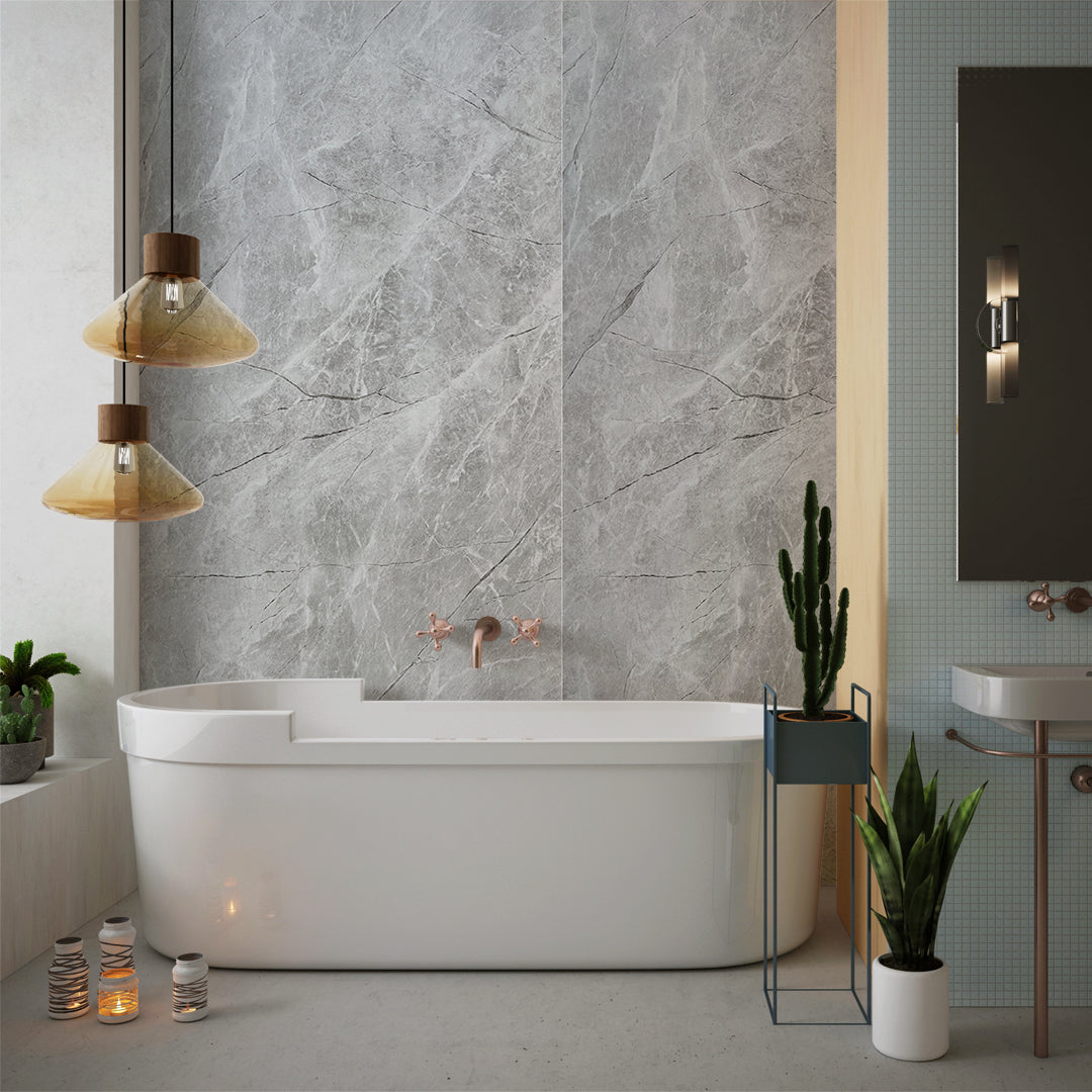 Silver Mist Marble Look Wallpanels (24in x 48in)