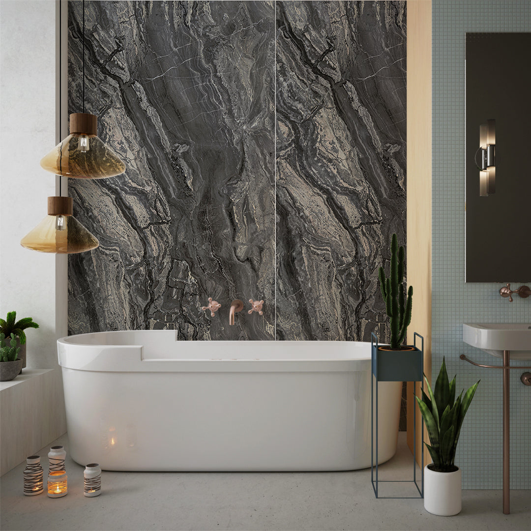 Midnight Vein Marble Look Wallpanels (24in x 48in)