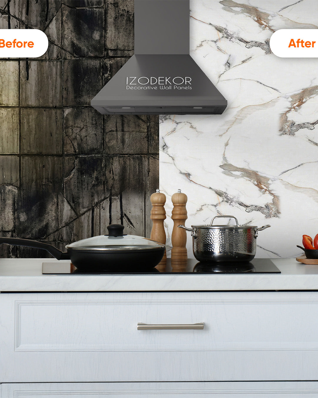 Garden of Eden | Marble Look Decorative Wall Panels (24"x48") | 4 Pieces | Alternative to Bathroom & Kitchen Tiles, Shower Wall Panels, Kitchen Backsplash