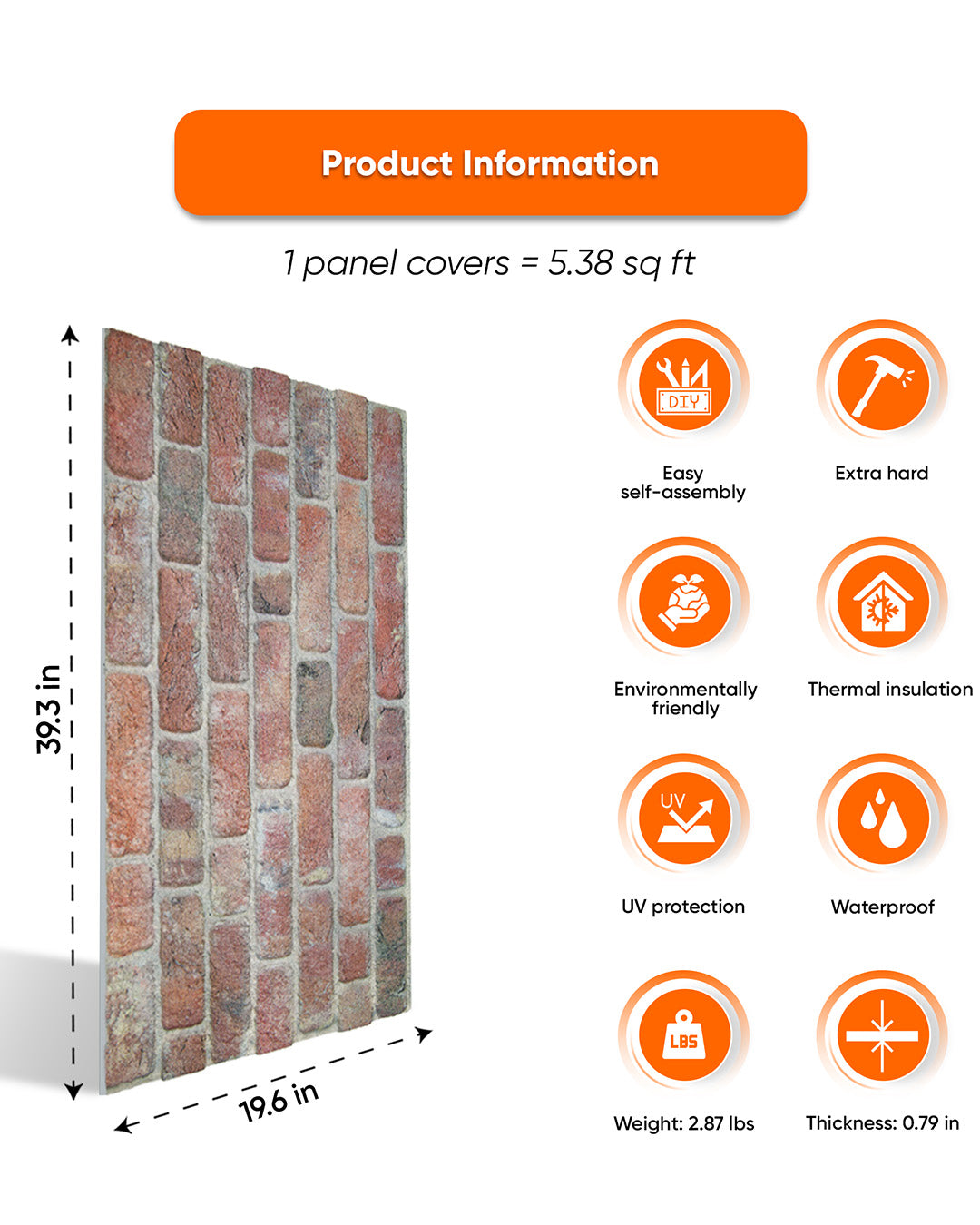 Stone Bridge SL-1902 | 3D Brick Effect Decorative Wall Panels, 20x40in | 3/10/20 Panel Options