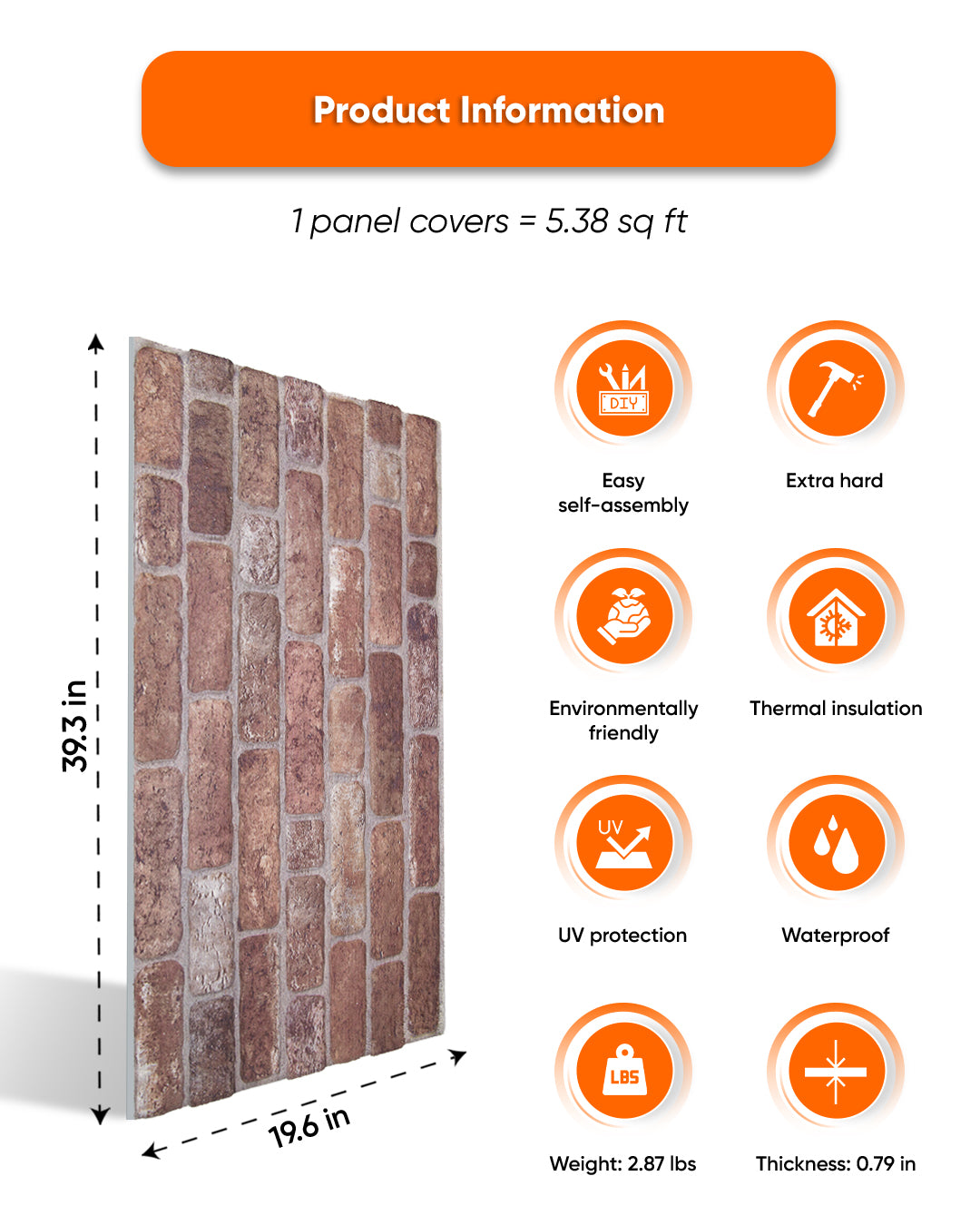 Old Castle SL-1907 | 3D Brick Effect Decorative Wall Panels