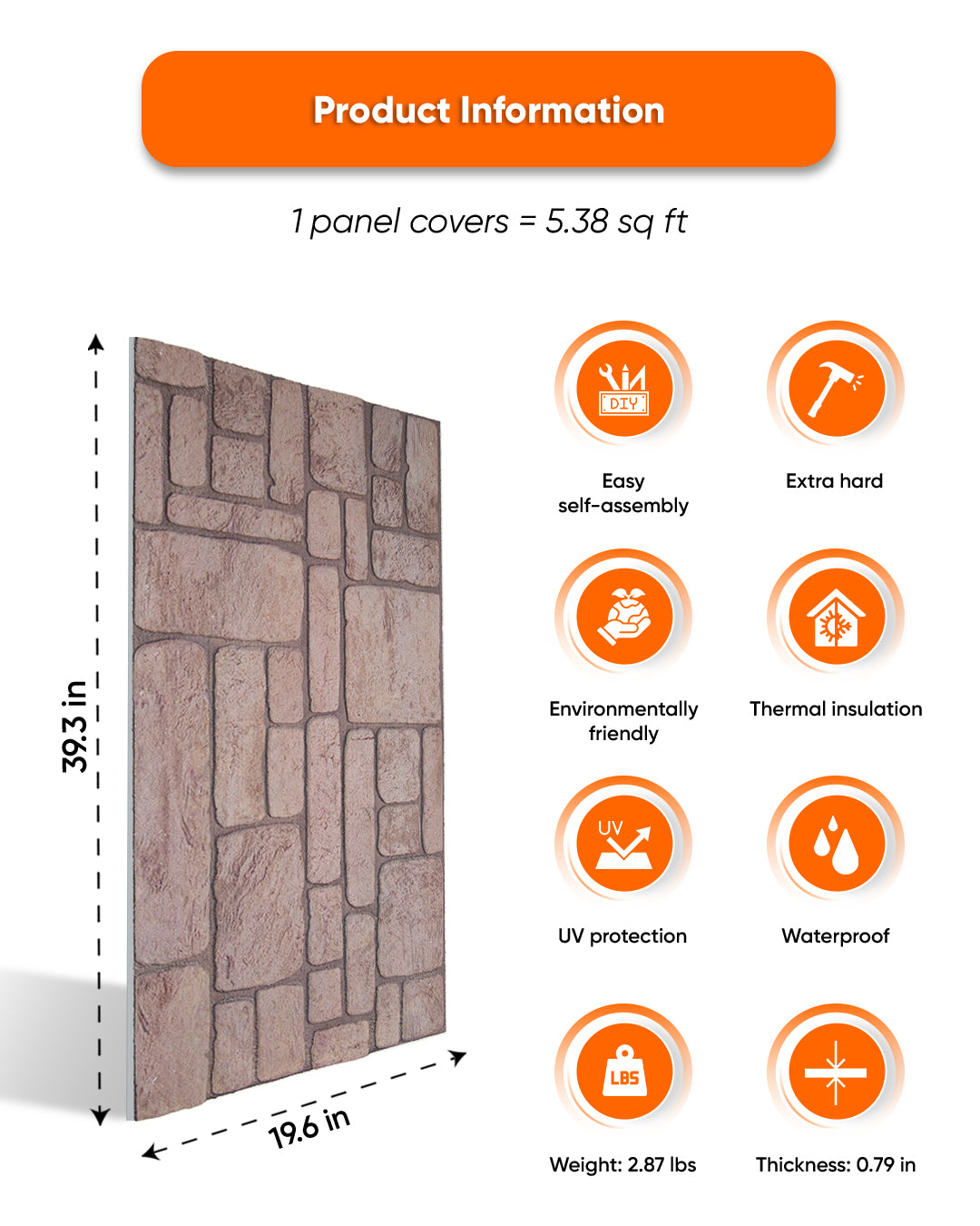 Ancient Traces K-03 | 3D Stone Effect Decorative Wall Panels, 20x40in | 3/10/20 Panel Options