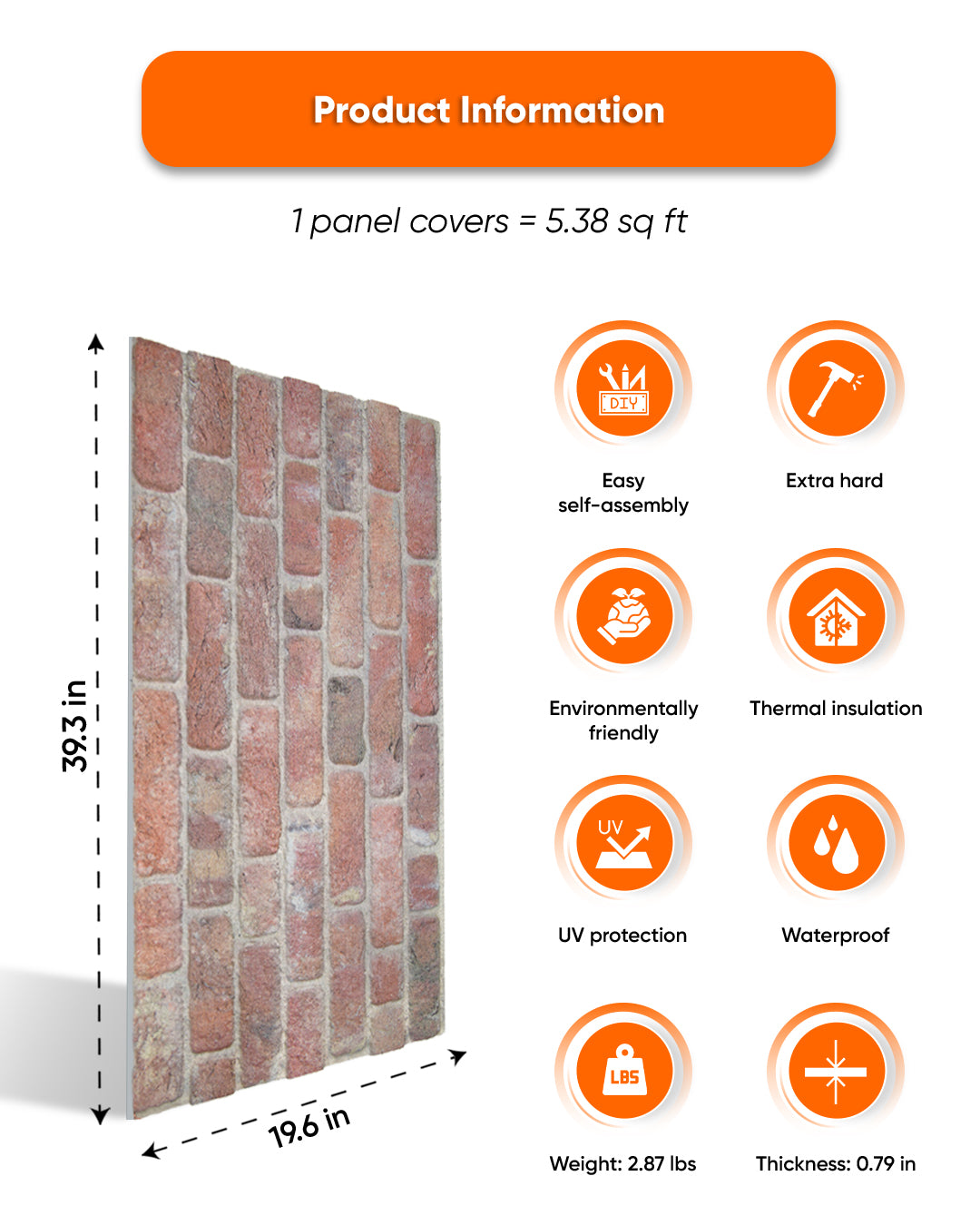 Stone Bridge SL-1902 | 3D Brick Effect Decorative Wall Panels, 20x40in | 3/10/20 Panel Options