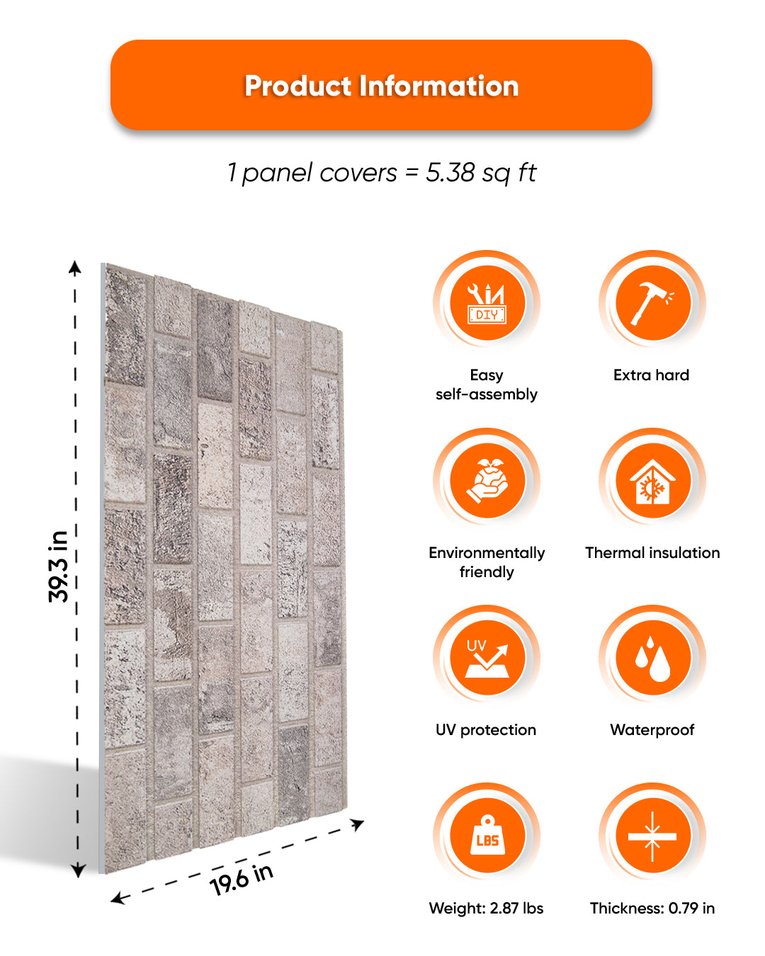 Beige Dream T-1902 | 3D Brick Effect Decorative Wall Panels, 20x40in | 3/10/20 Panel Options