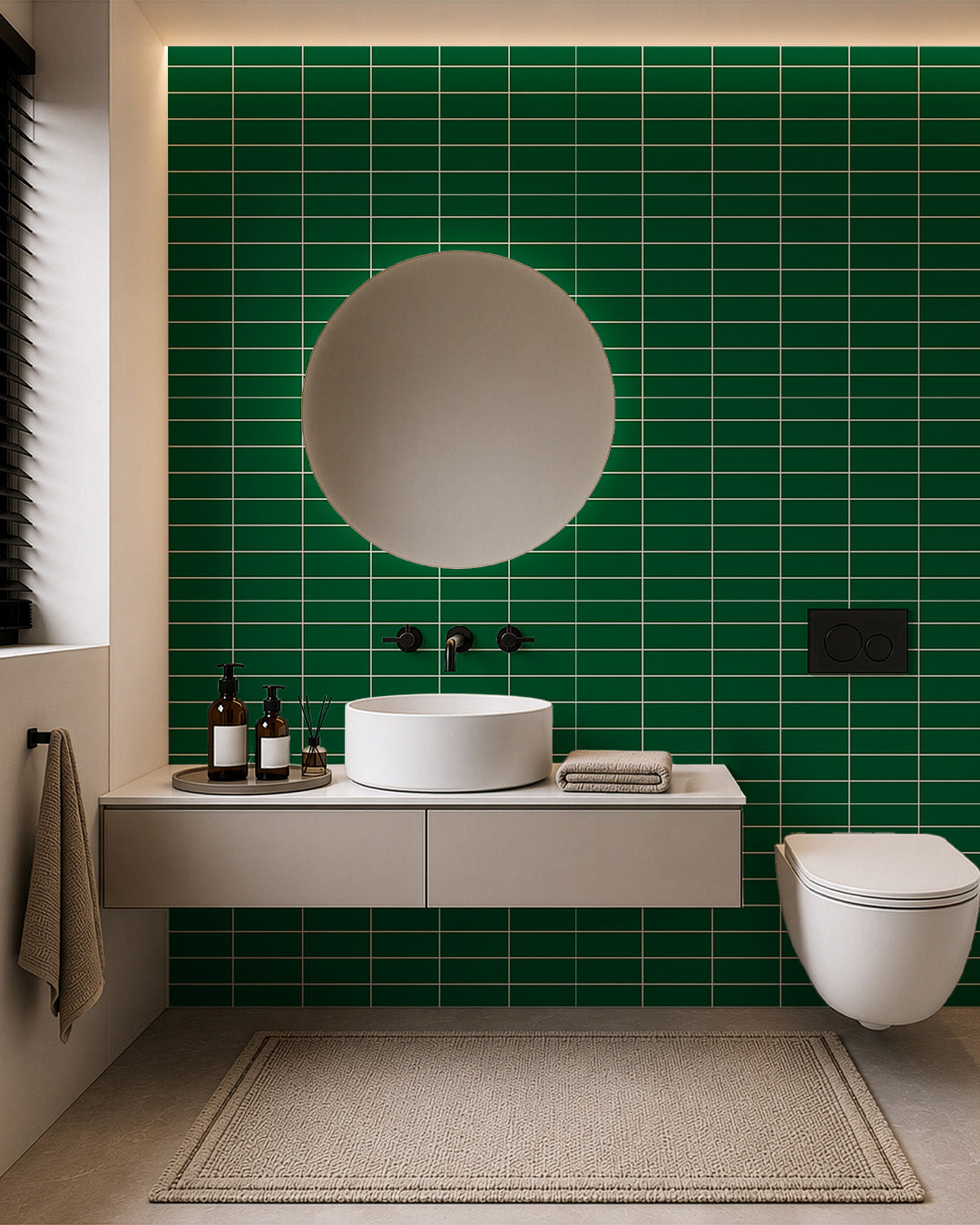 Deep Green Line- Spc Lock System Marble Effect Wall Panel (24 × 46 in) Matte Finish