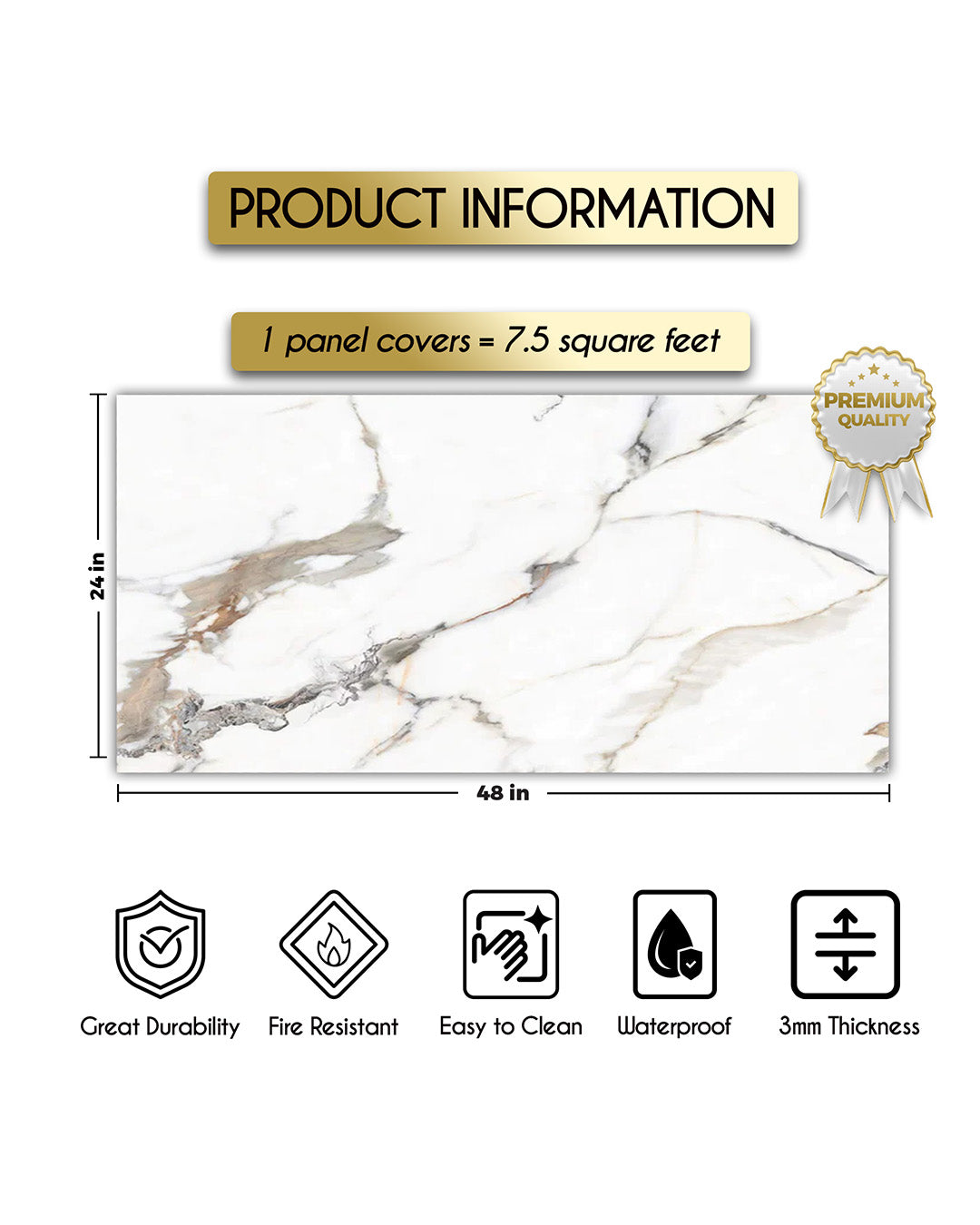 Garden of Eden Marble Look Wallpanels (24in x 48in)