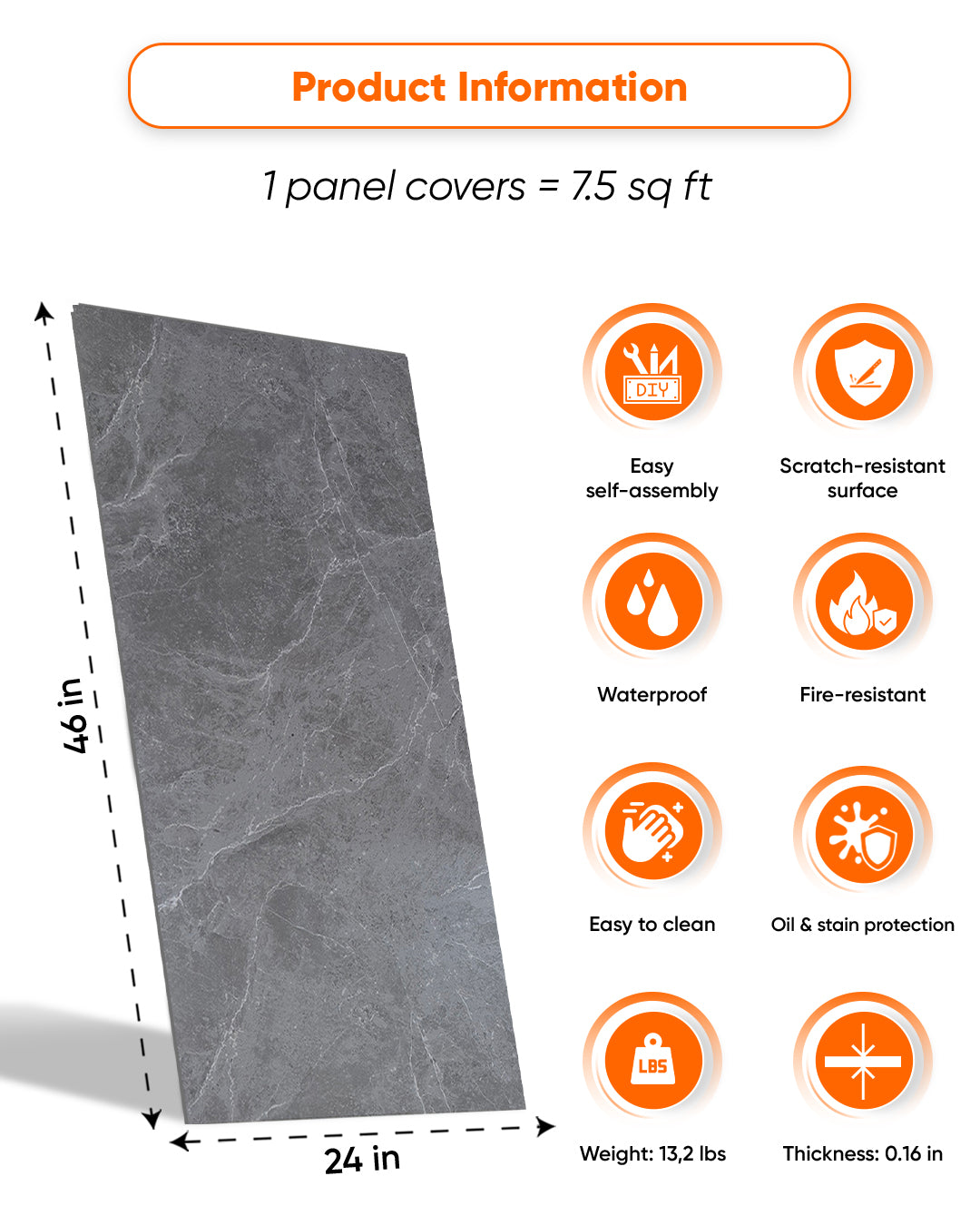 Misty Mountain- Spc Lock System Marble Effect Wall Panel (24 × 46 in) Matte Finish