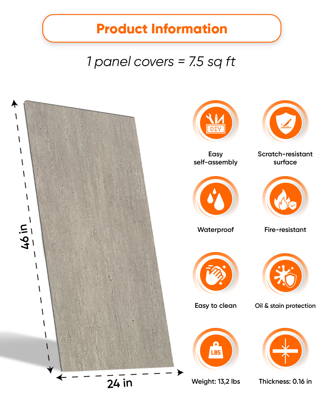 Desert Silence - Spc Lock System Marble Effect Wall Panel (24 × 46 in) Matte Finish
