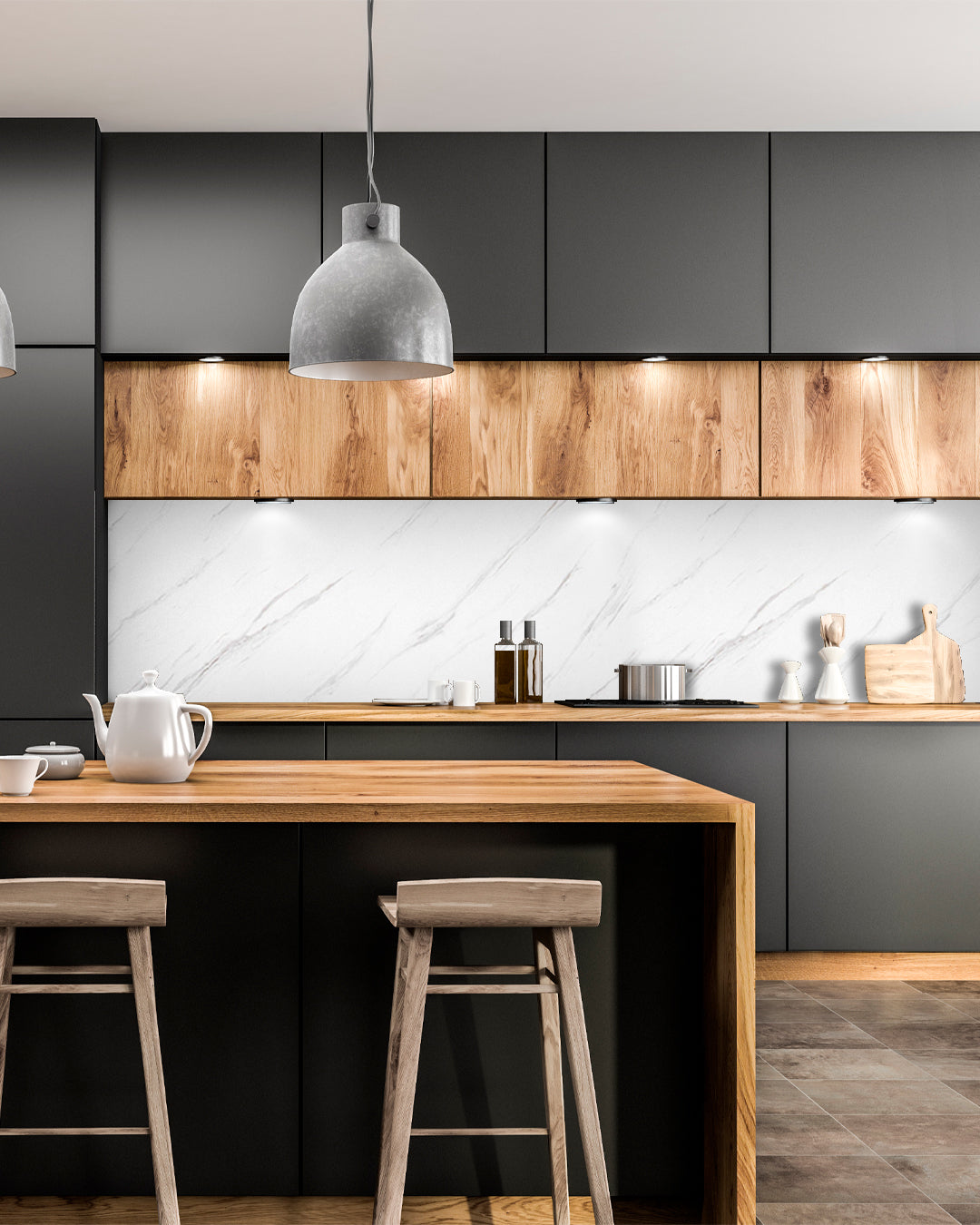 Ice Berg Grey Marble Look Wallpanels (24in x 48in)