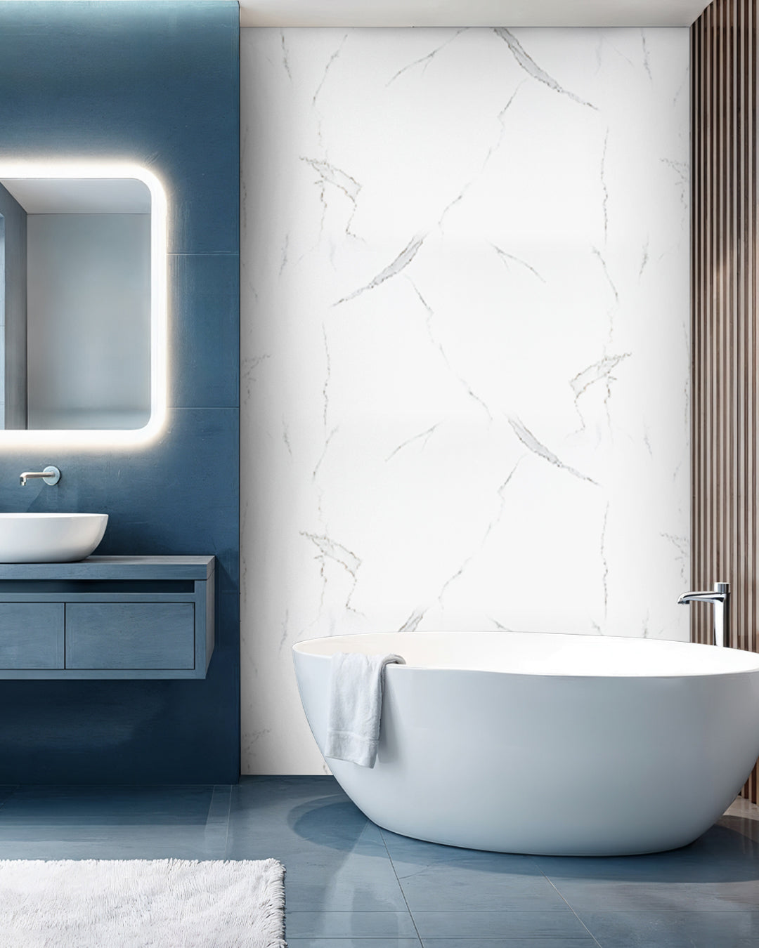 Ivory Cloud Marble Look Wallpanels (24in x 48in)