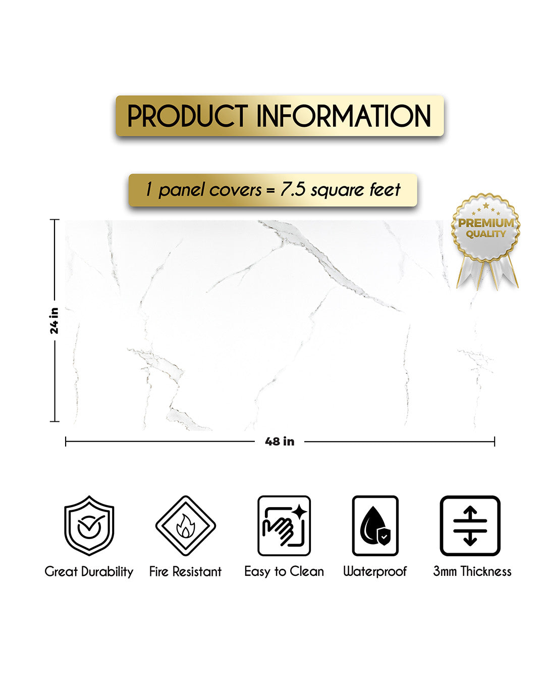 Ivory Cloud Marble Look Wallpanels (24in x 48in)
