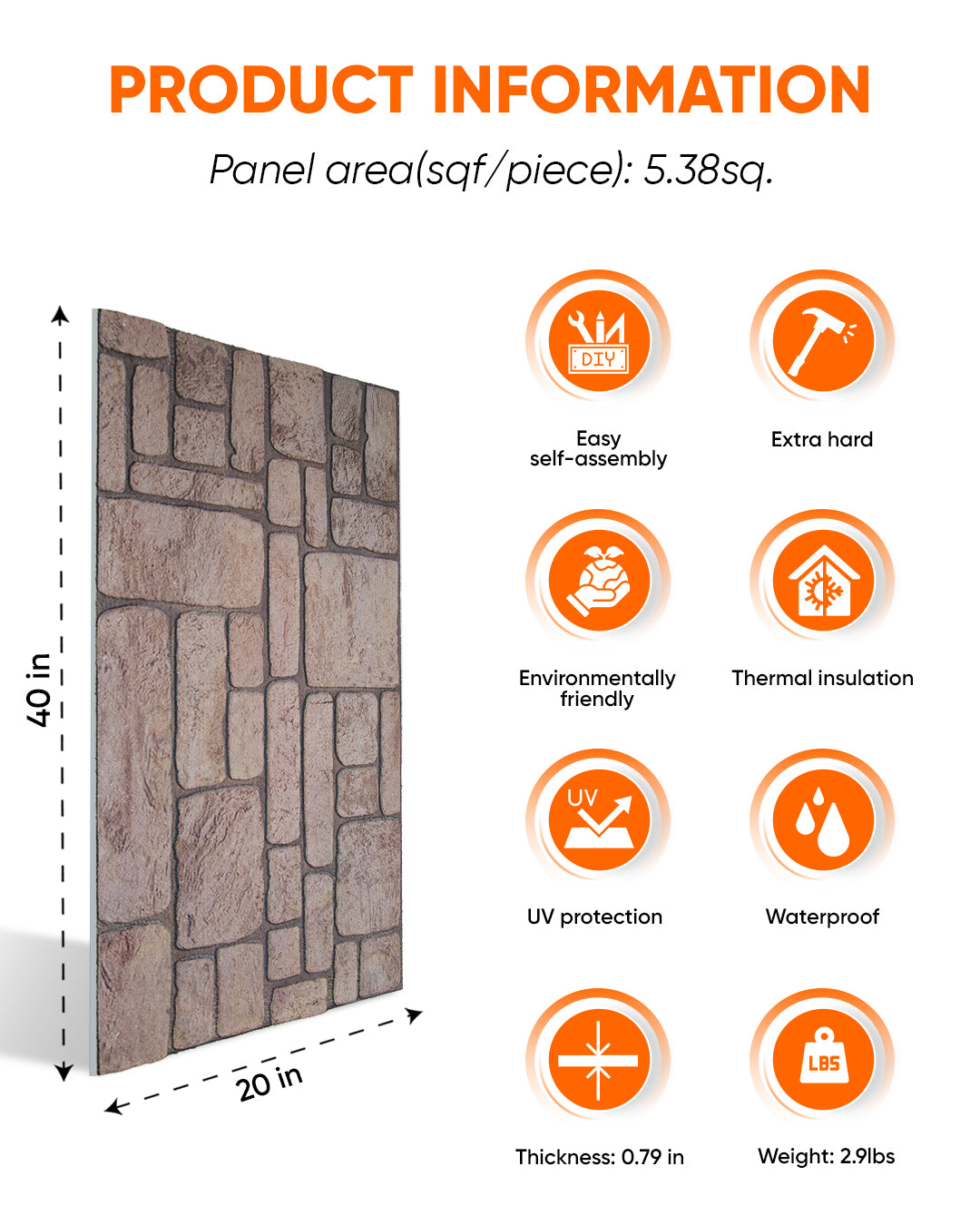 Ancient Traces K-03 3D Decorative Wall Panels, Mixed Stone Effect