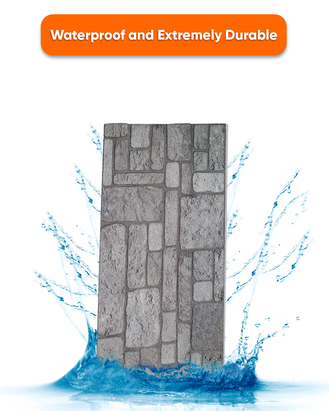 Backyard K-04 3D Decorative Wall Panels, Mixed Stone Effect