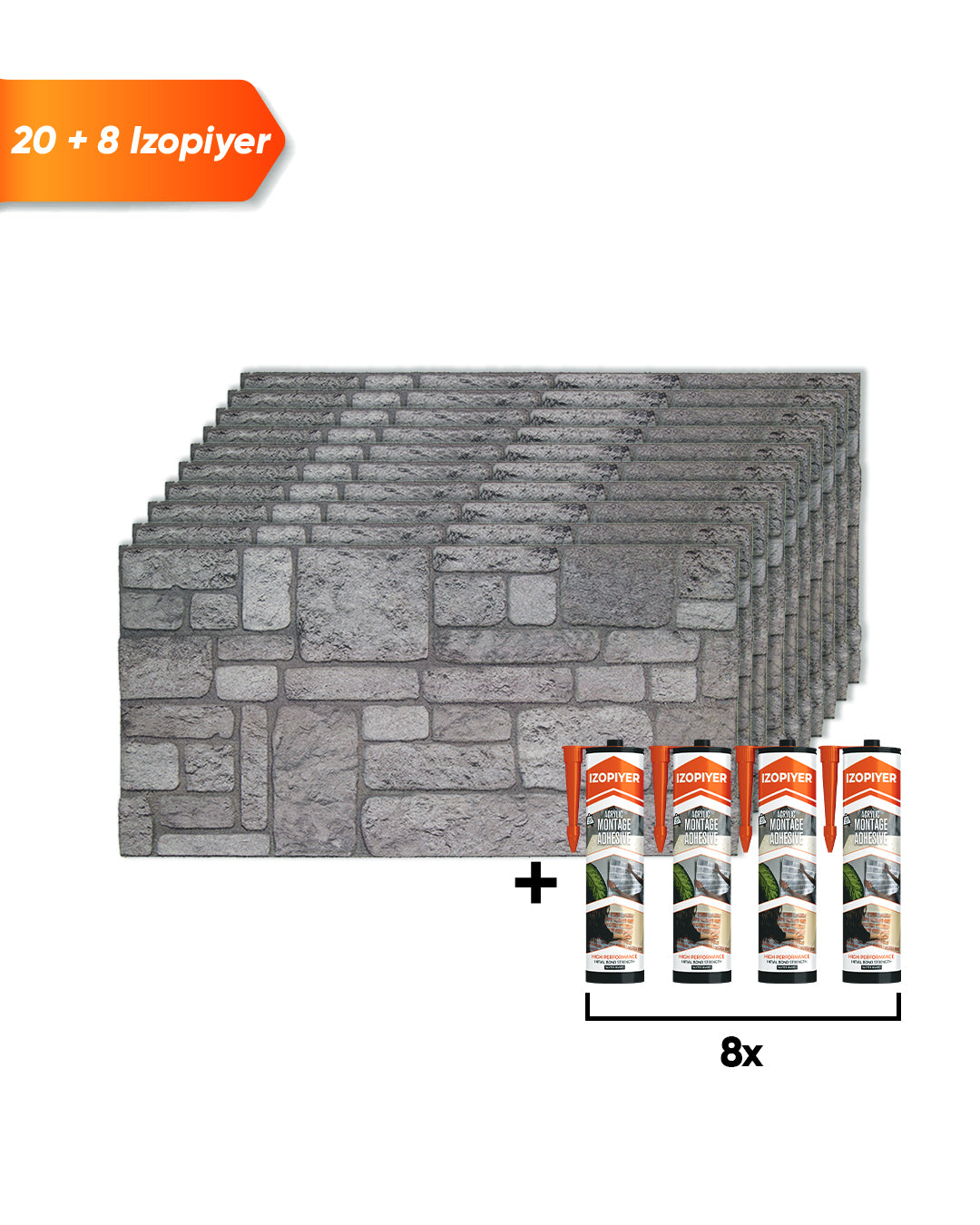 Backyard K-04 3D Decorative Wall Panels, Mixed Stone Effect