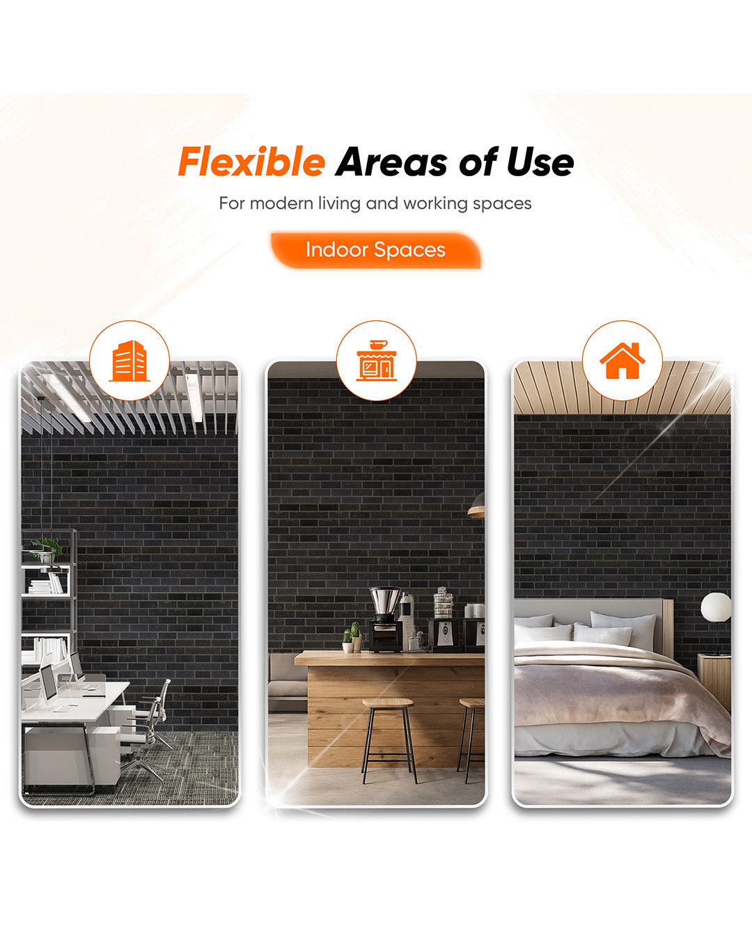Ash Smoke T-1905 | 3D Brick Effect Decorative Wall Panels, 20x40in | 3/10/20 Panel Options